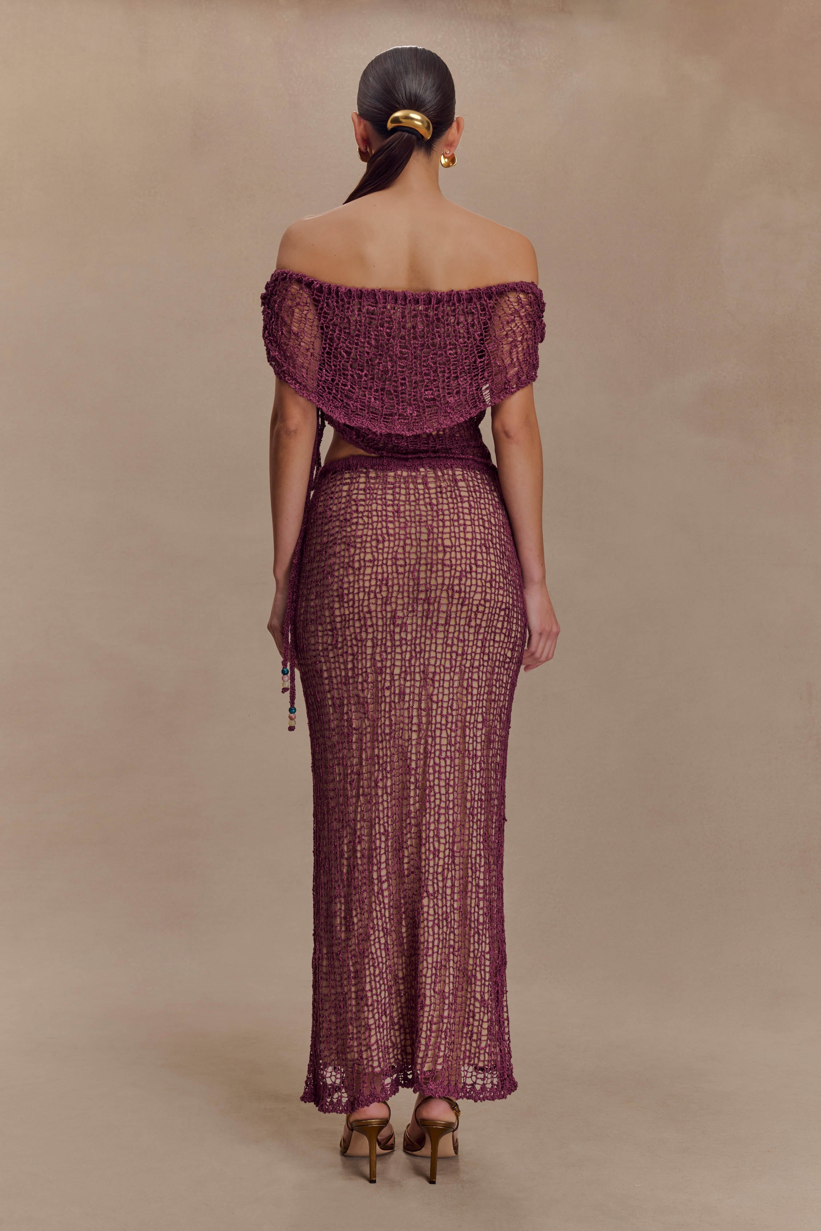 Off Shoulder Knit Top with Ruched Waist & Asymmetrical Hem | Cordelia