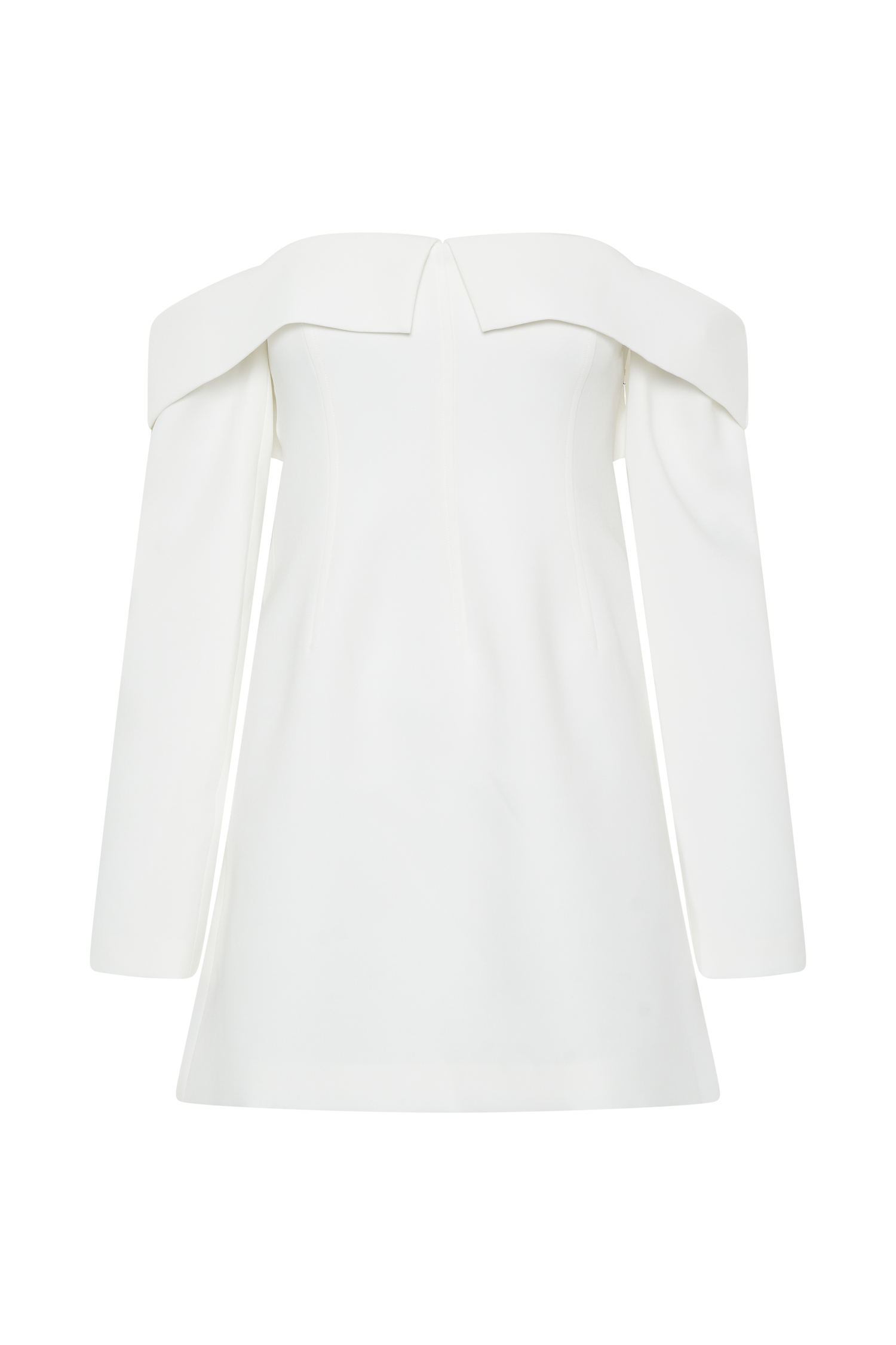 Off Shoulder Mini Dress with Long Sleeves & A-Line Skirt | Hugo Suiting