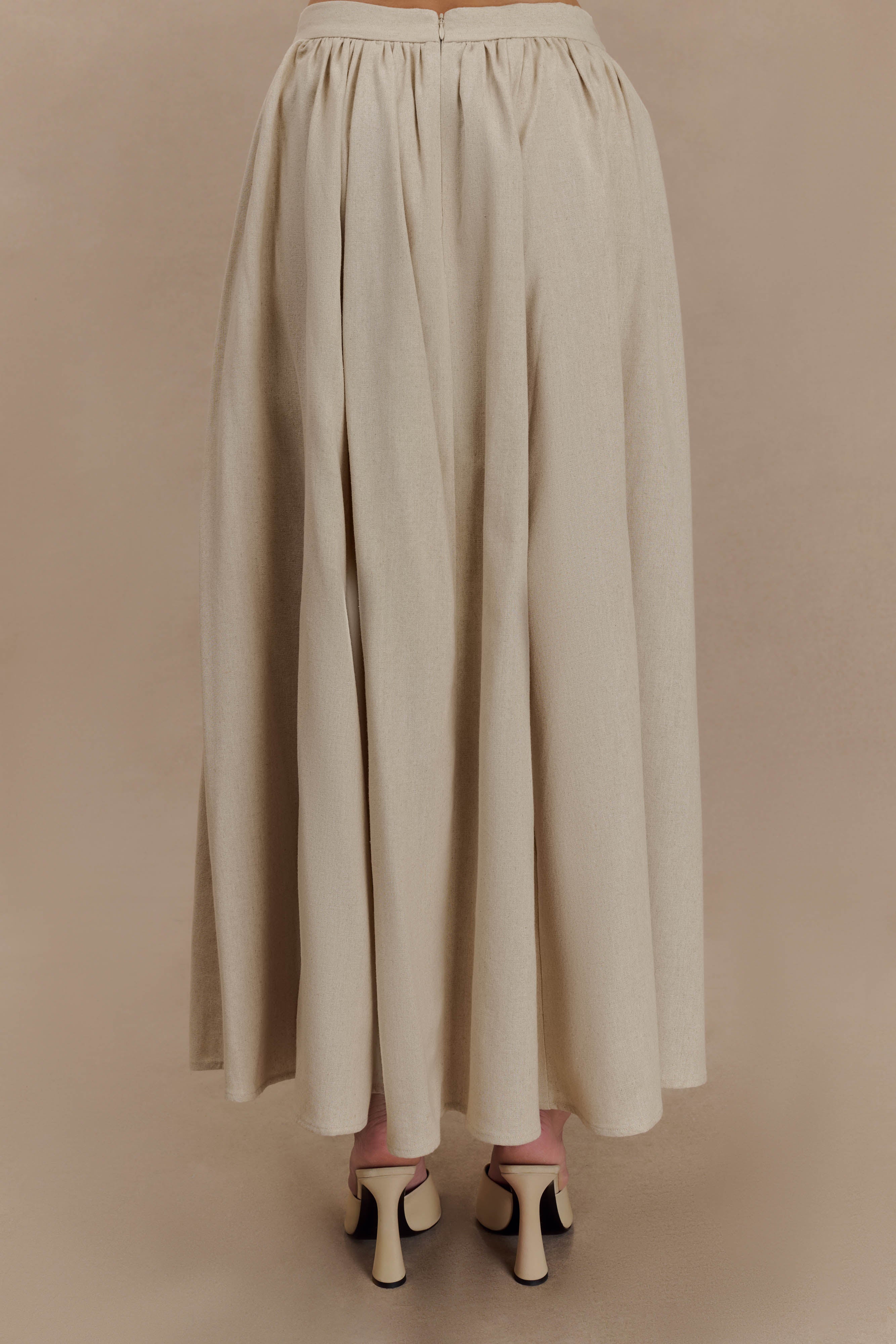 Linen Maxi Skirt with High Waist & Concealed Zipper | Clarence