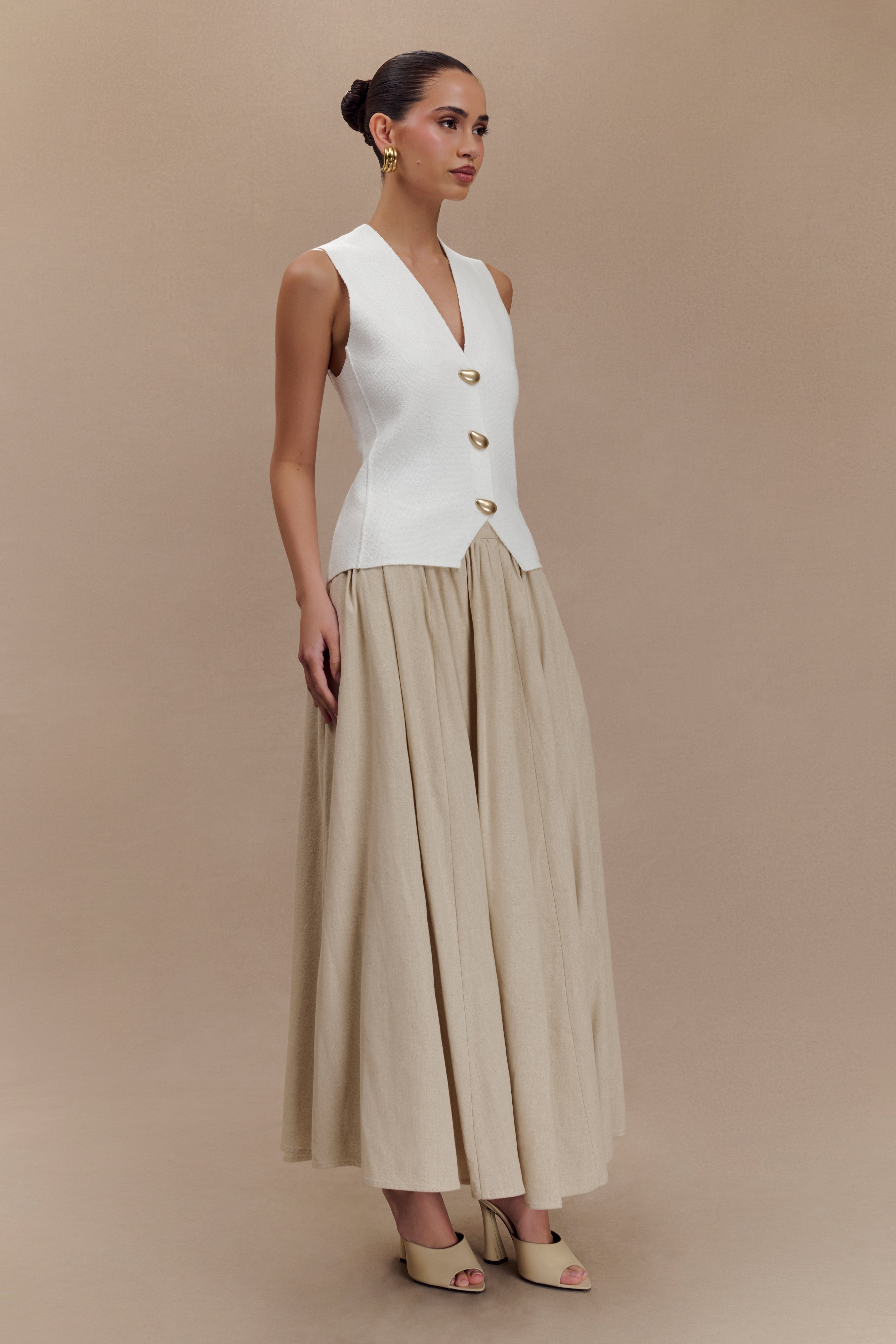 Linen Maxi Skirt with High Waist & Concealed Zipper | Clarence