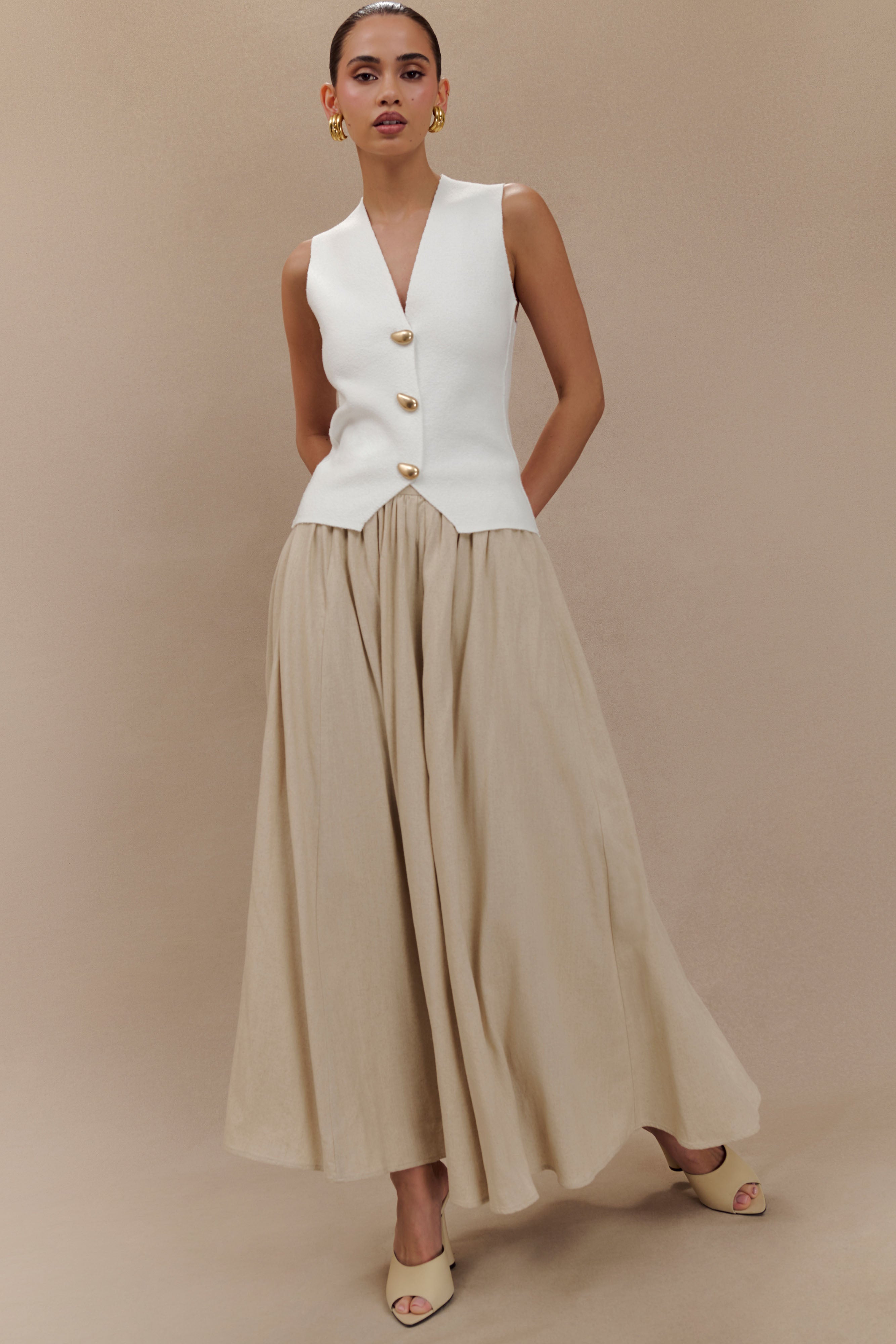 Linen Maxi Skirt with High Waist & Concealed Zipper | Clarence
