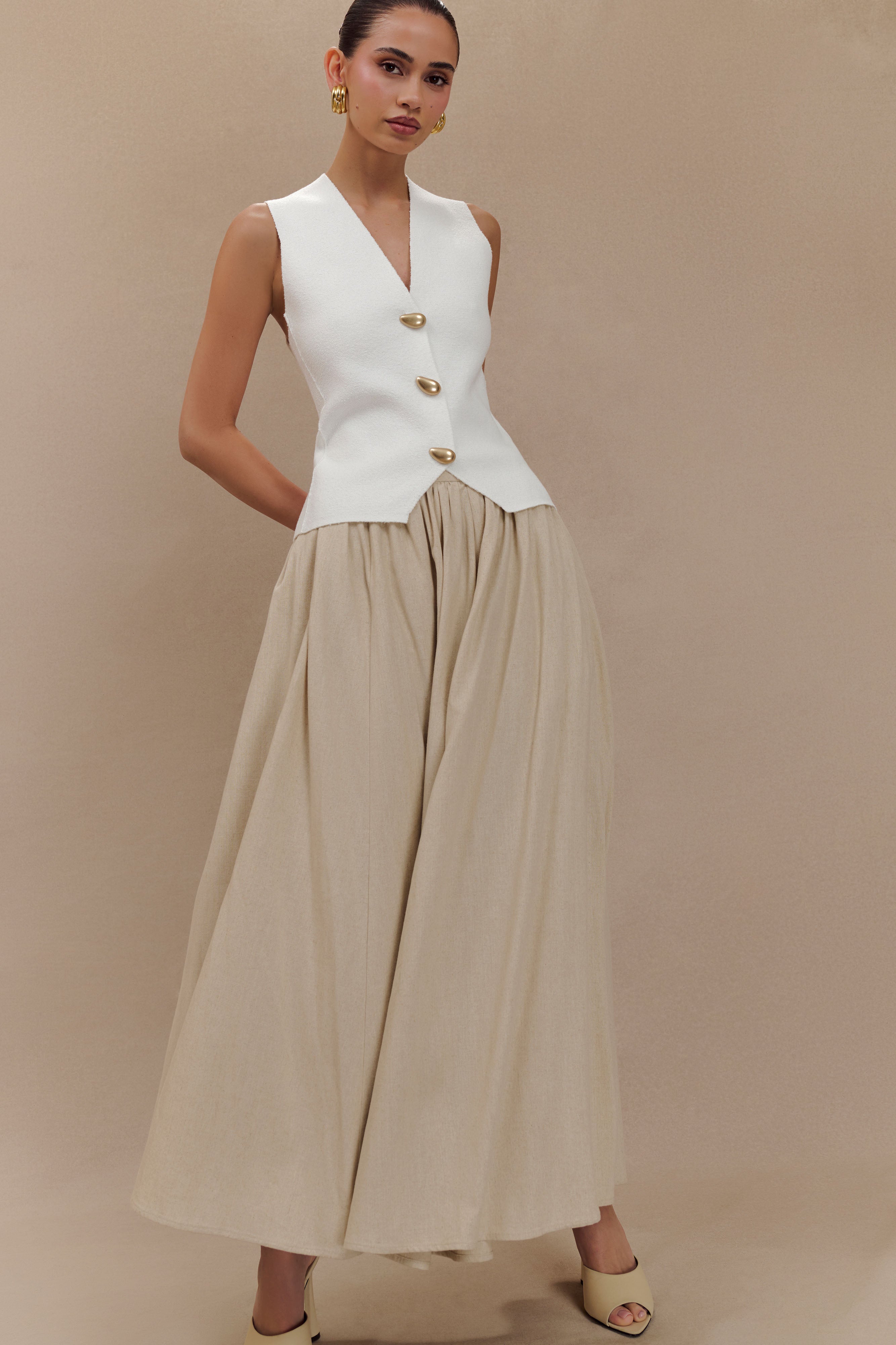 Linen Maxi Skirt with High Waist & Concealed Zipper | Clarence