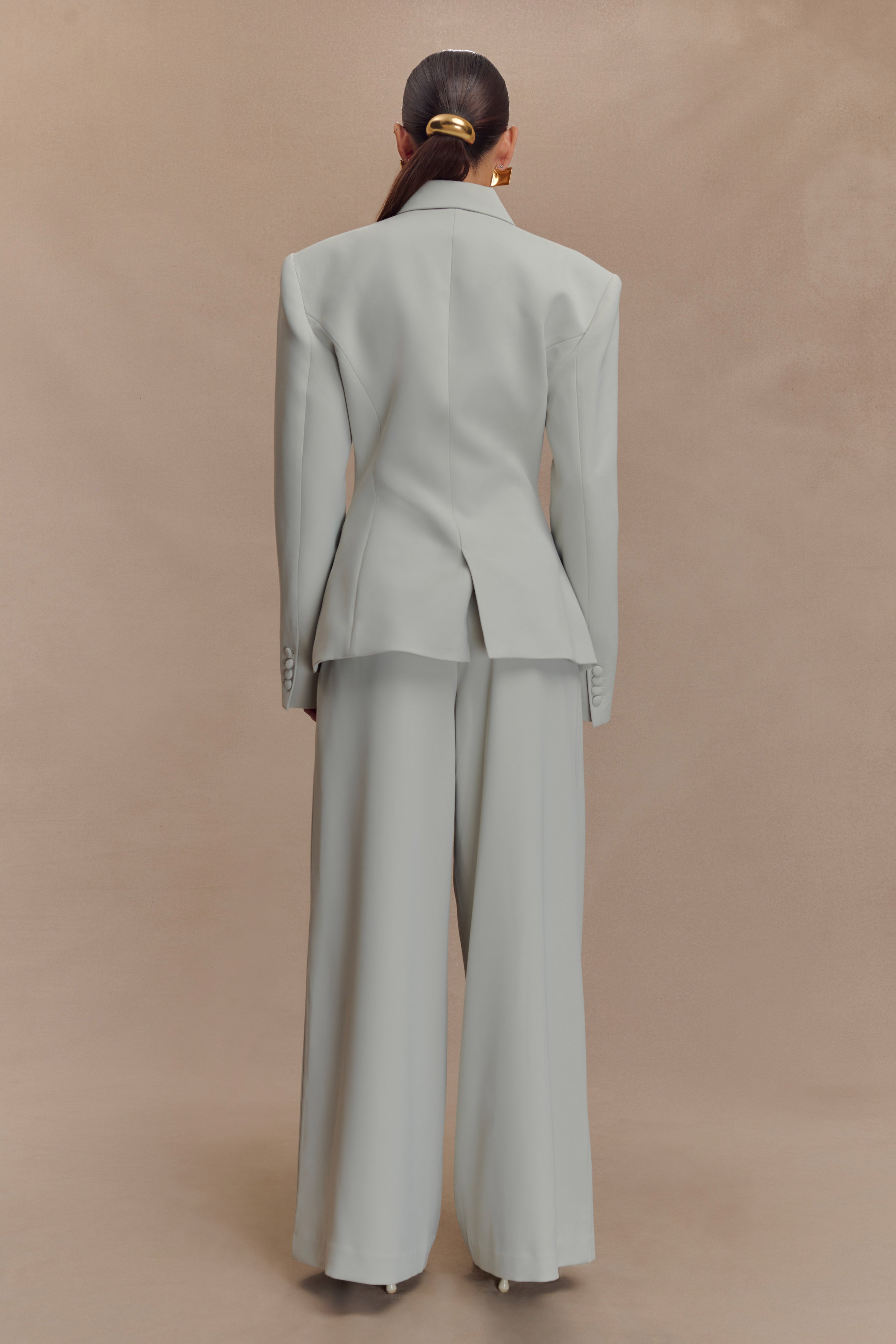 Light Sage Cinched Suiting Blazer with Waist Sculpting | Jameson