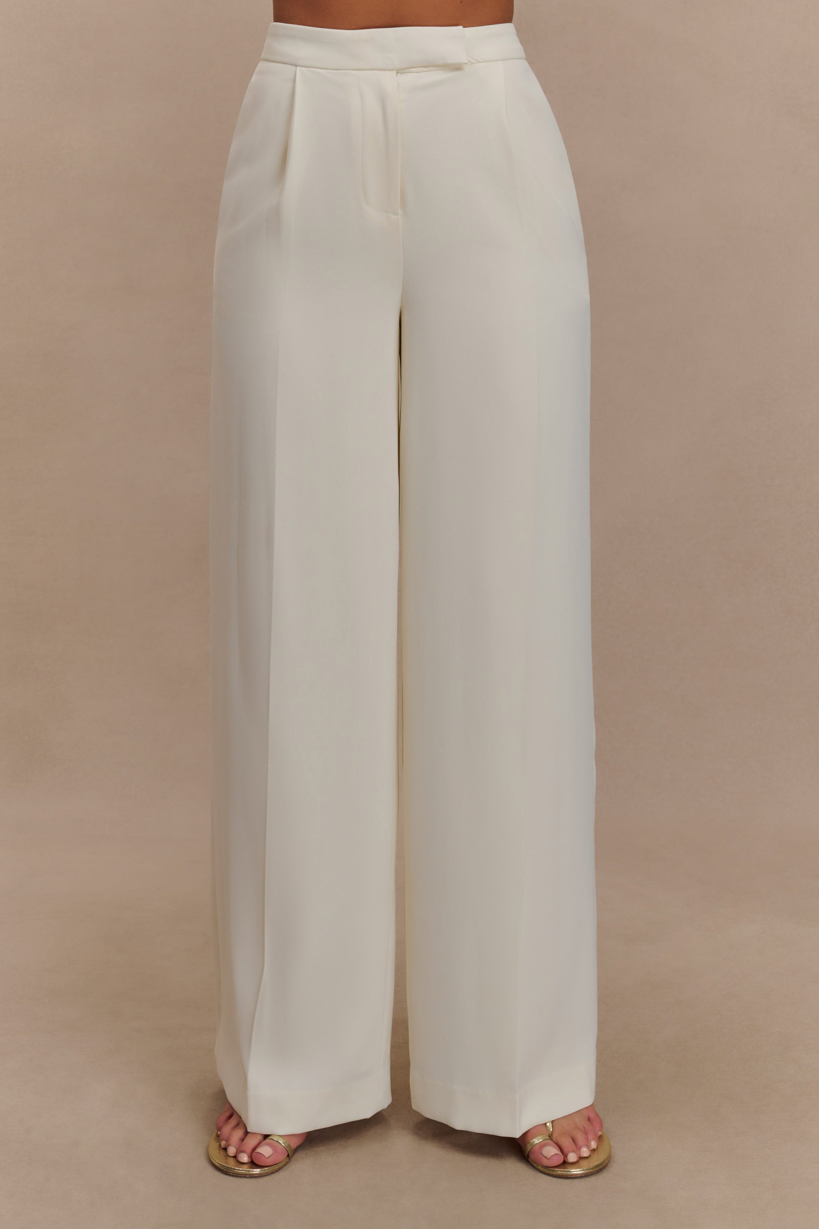High-Waisted Wide Leg Pants for Women | Faith Suiting Ivory