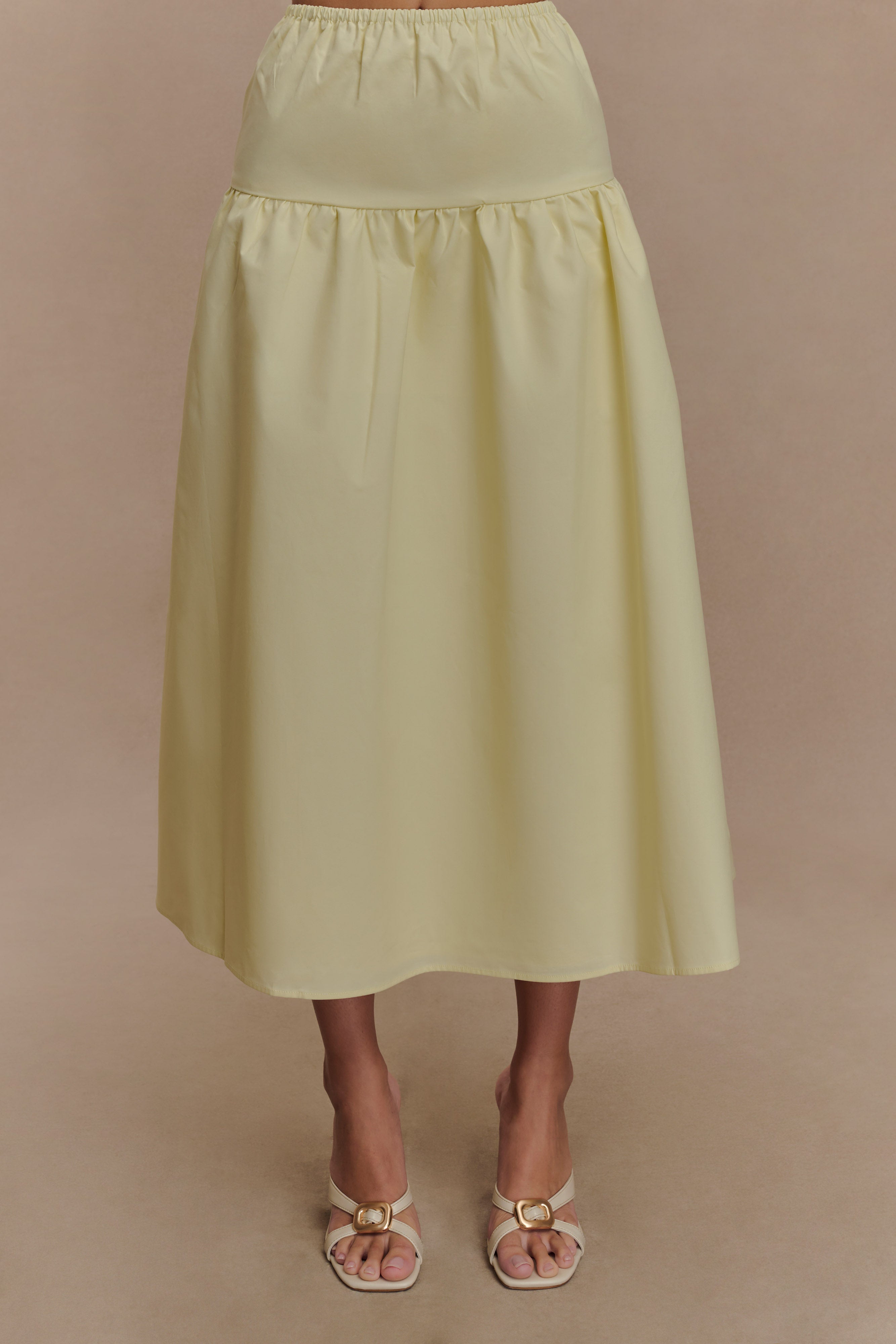 Flowy Midi Skirt with Elastic Waistband | Amirah Lemon