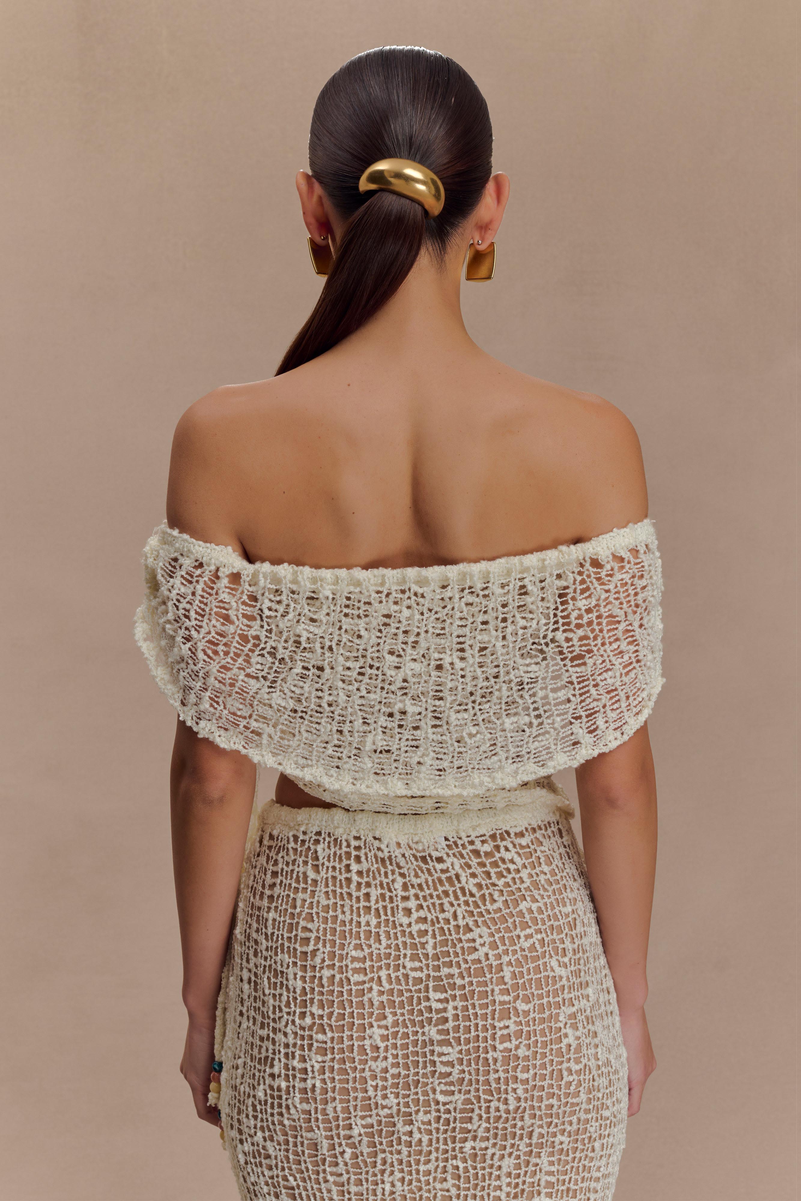 Off Shoulder Knit Top for Women - Ivory | Cordelia