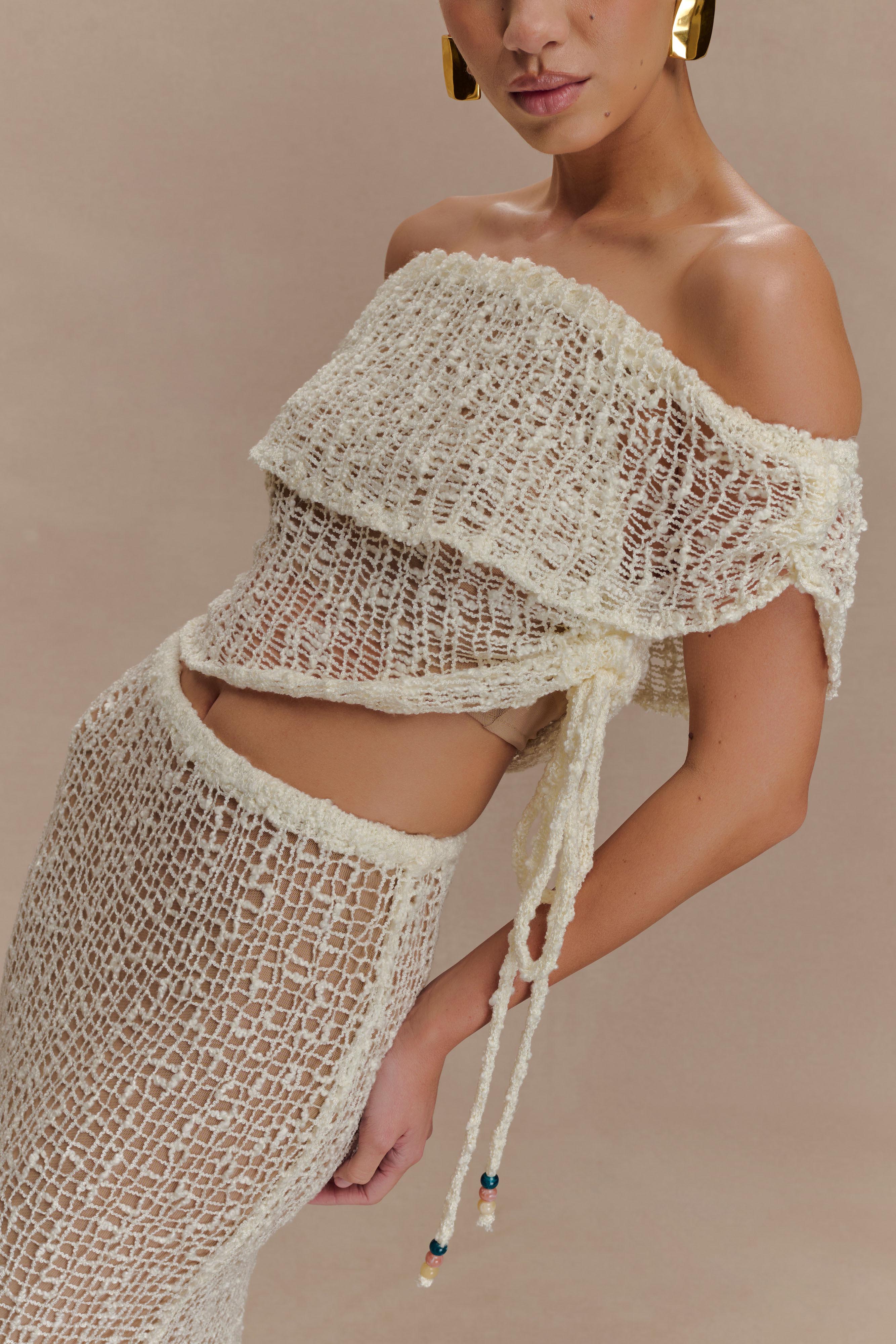 Off Shoulder Knit Top for Women - Ivory | Cordelia