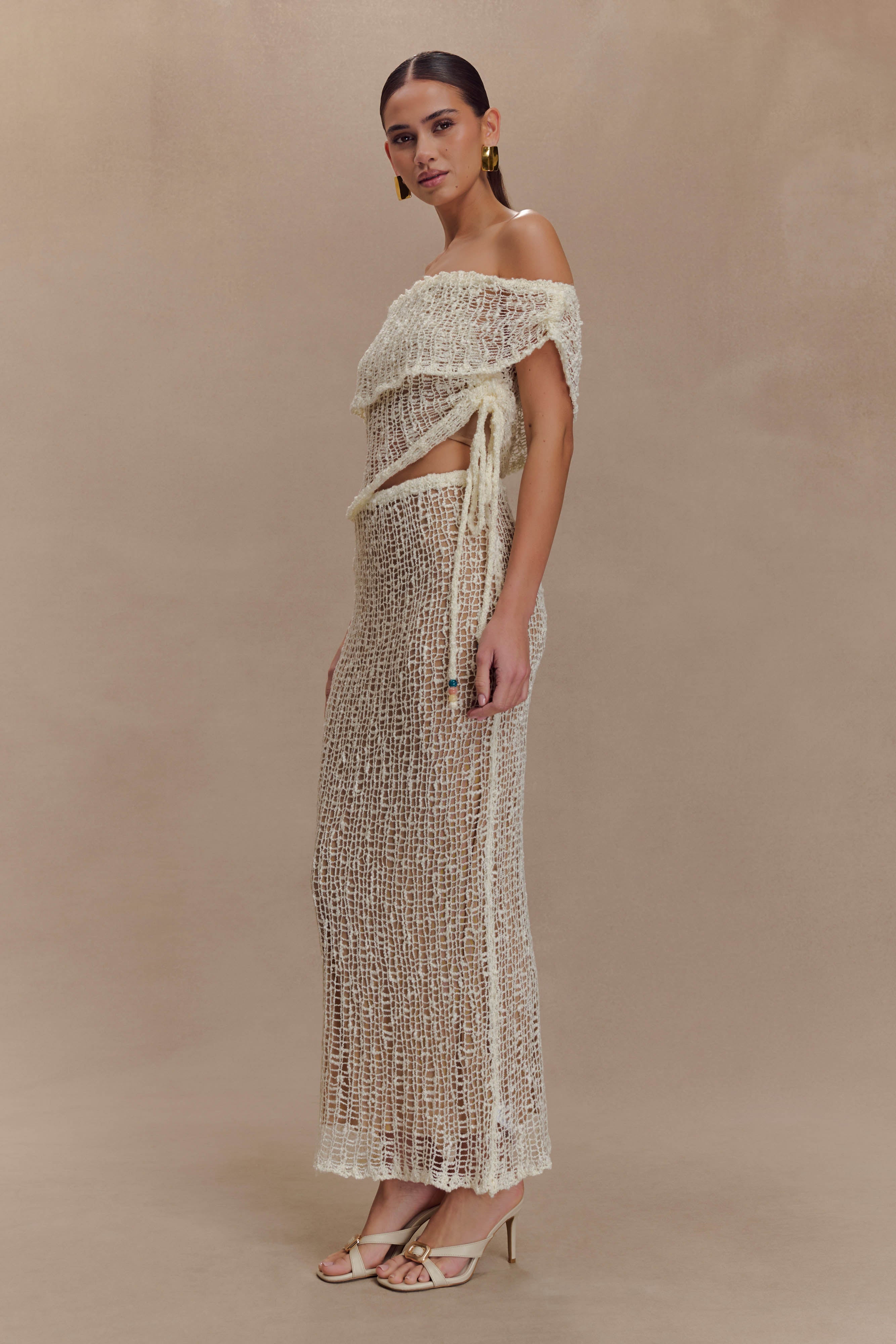 Off Shoulder Knit Top for Women - Ivory | Cordelia