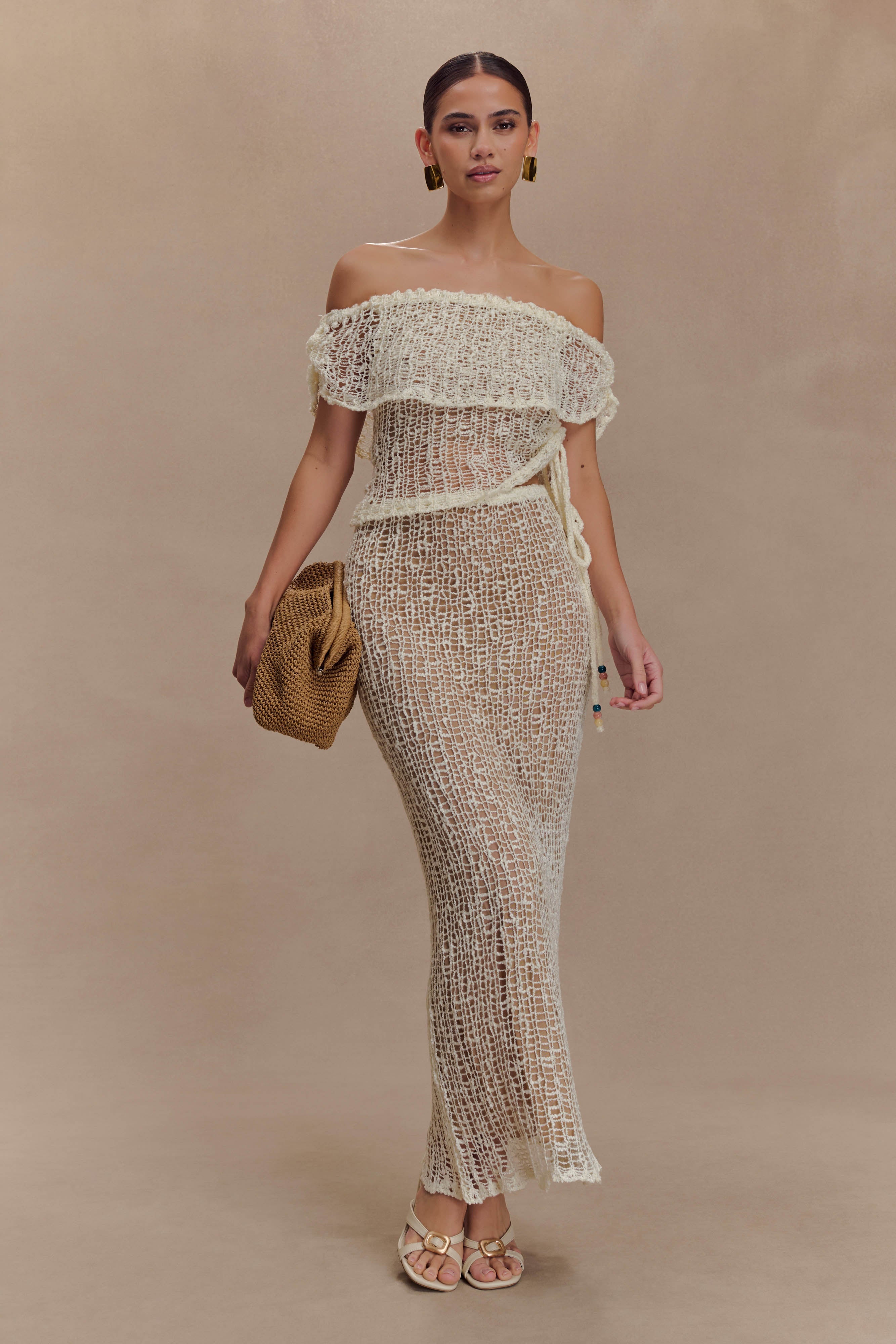 Off Shoulder Knit Top for Women - Ivory | Cordelia