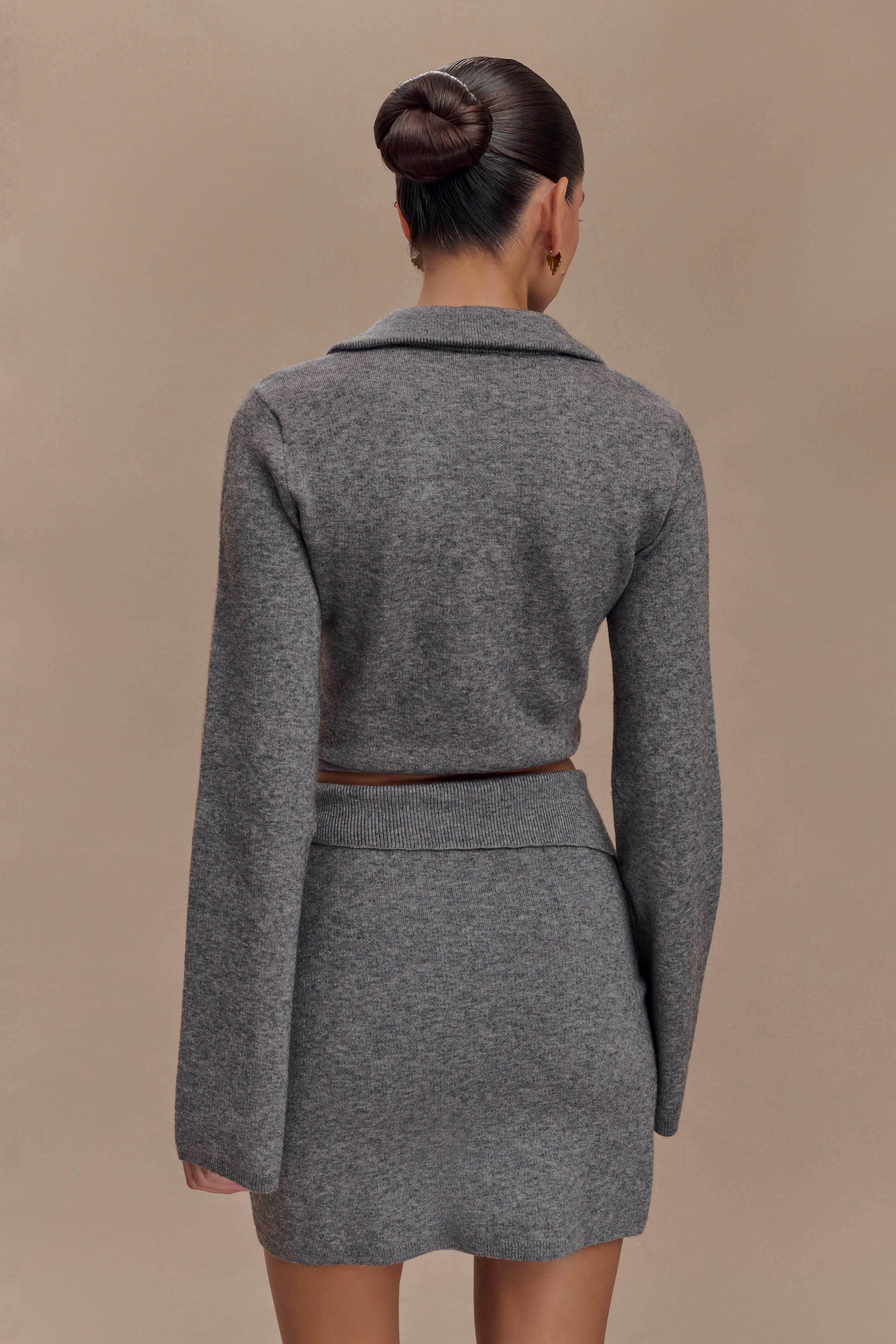 Curved Hem Knit Cardigan for Women | Annabelle Charcoal