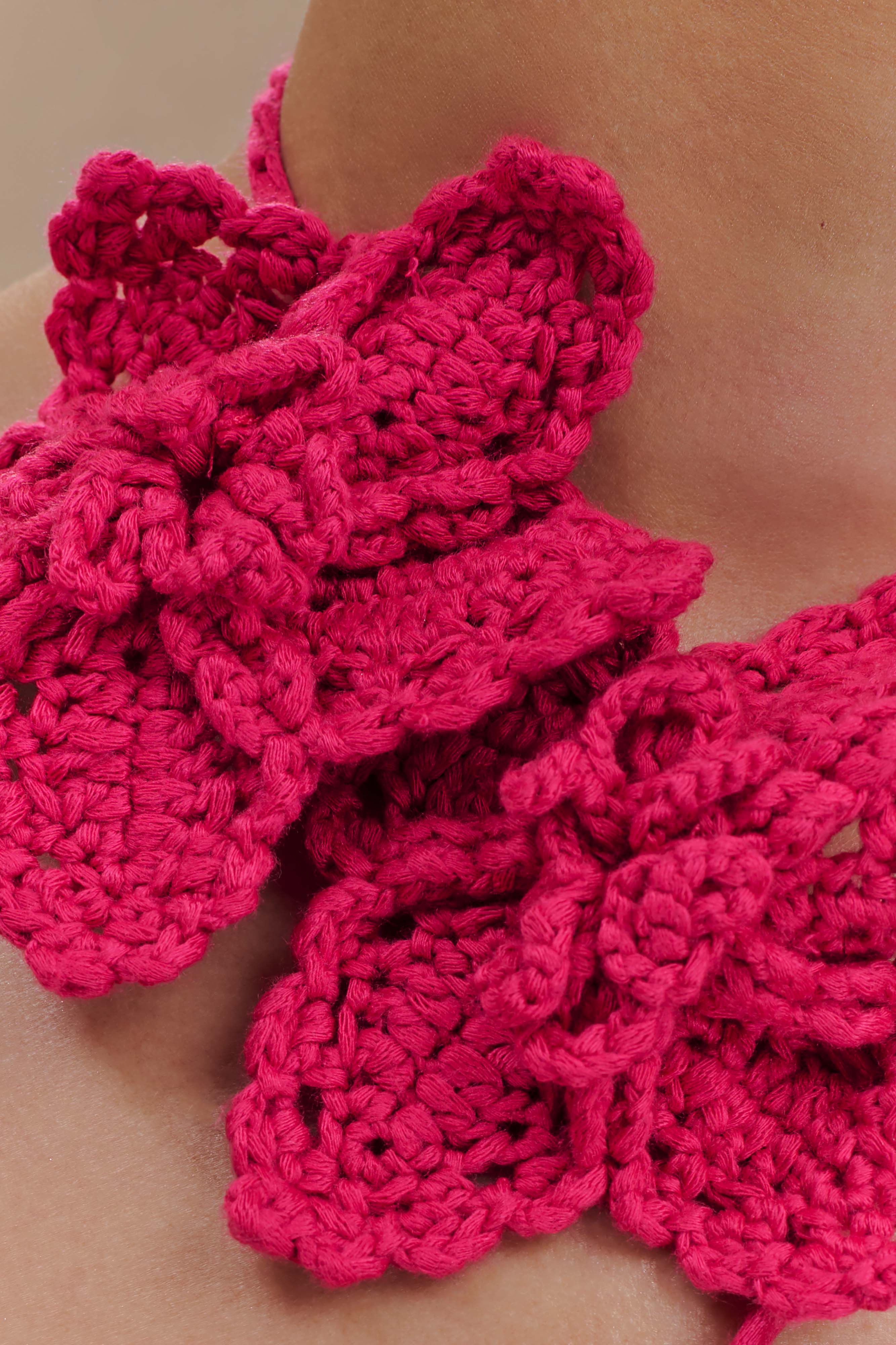 Floral Crochet Bikini Top with Adjustable Halter | River Pink Cherry