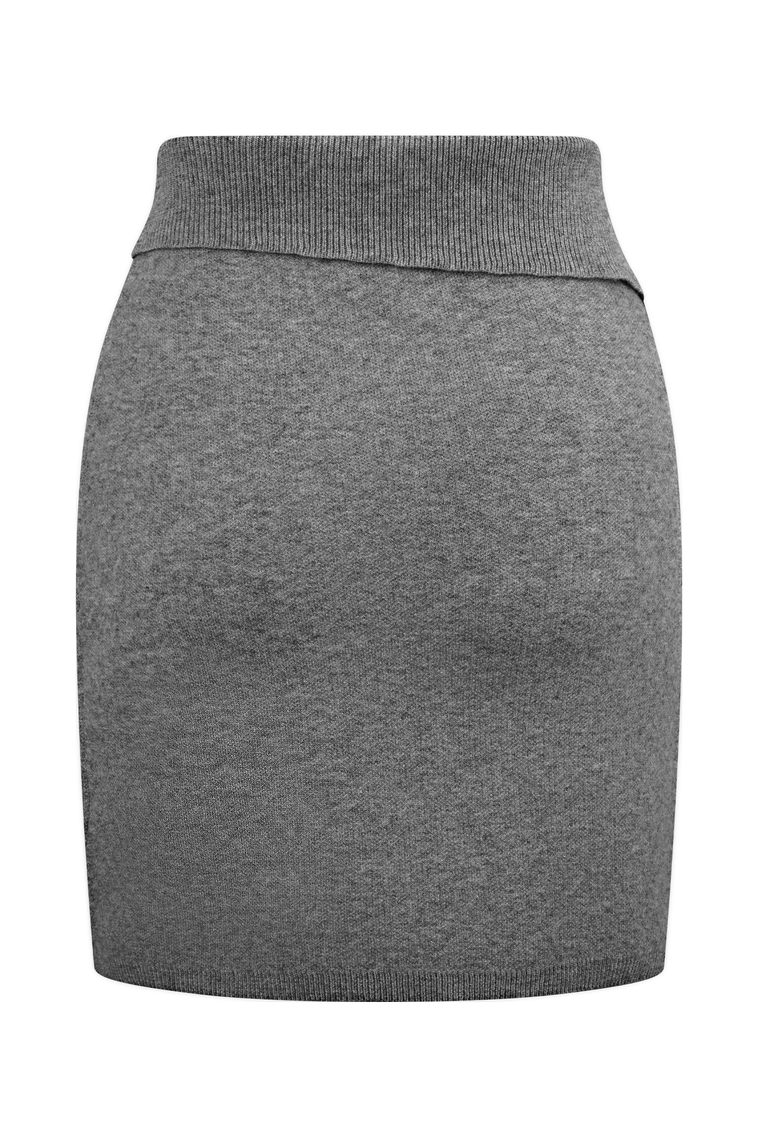 Knit Mini Skirt with Asymmetrical Waist | Annabelle - Charcoal