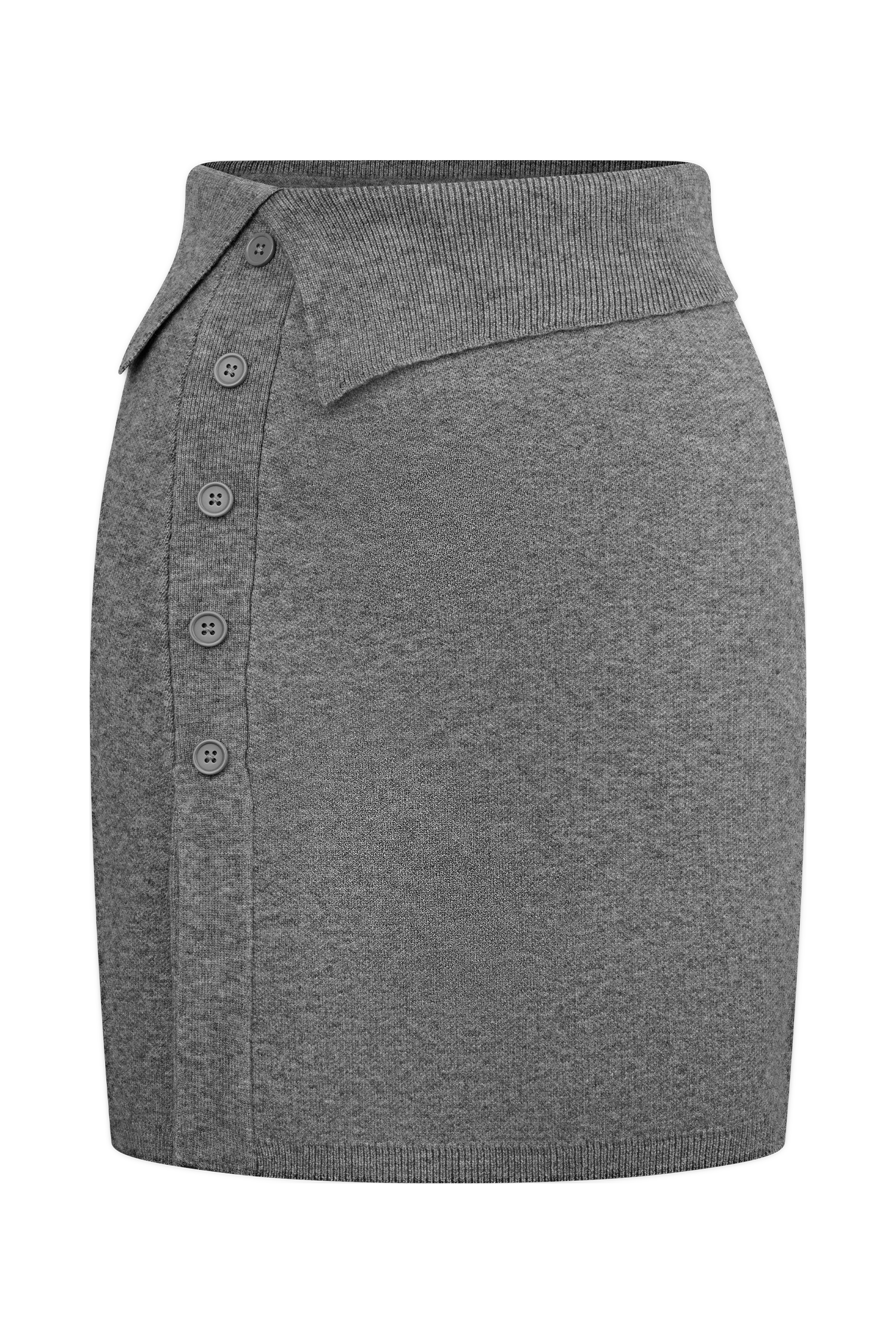 Knit Mini Skirt with Asymmetrical Waist | Annabelle - Charcoal