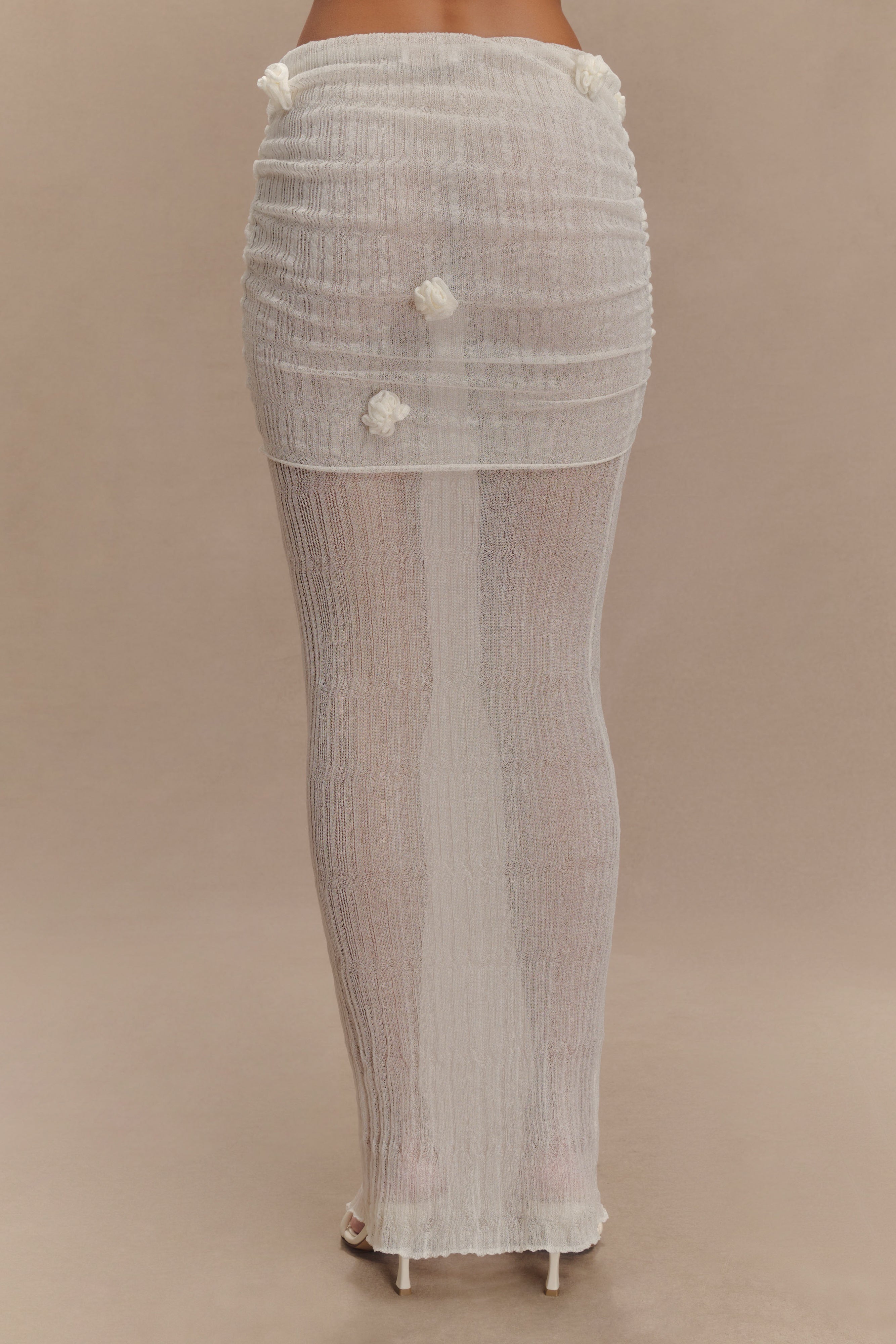 Knit Maxi Skirt with Fishtail Hem & Floral Detail | Orianna Orchid