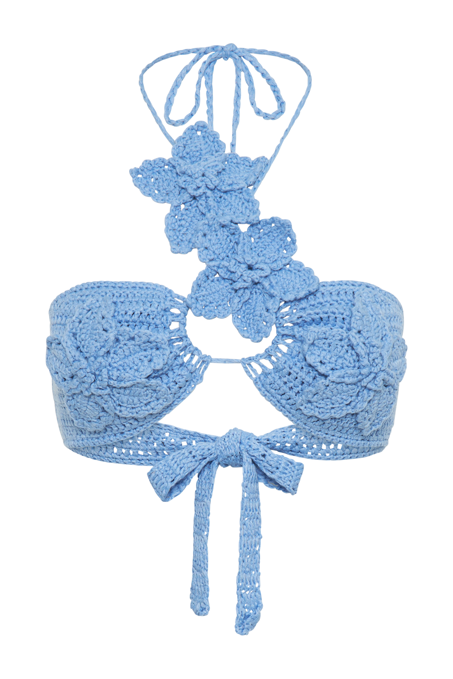 Floral Crochet Bikini Top with Adjustable Halter | River Blue