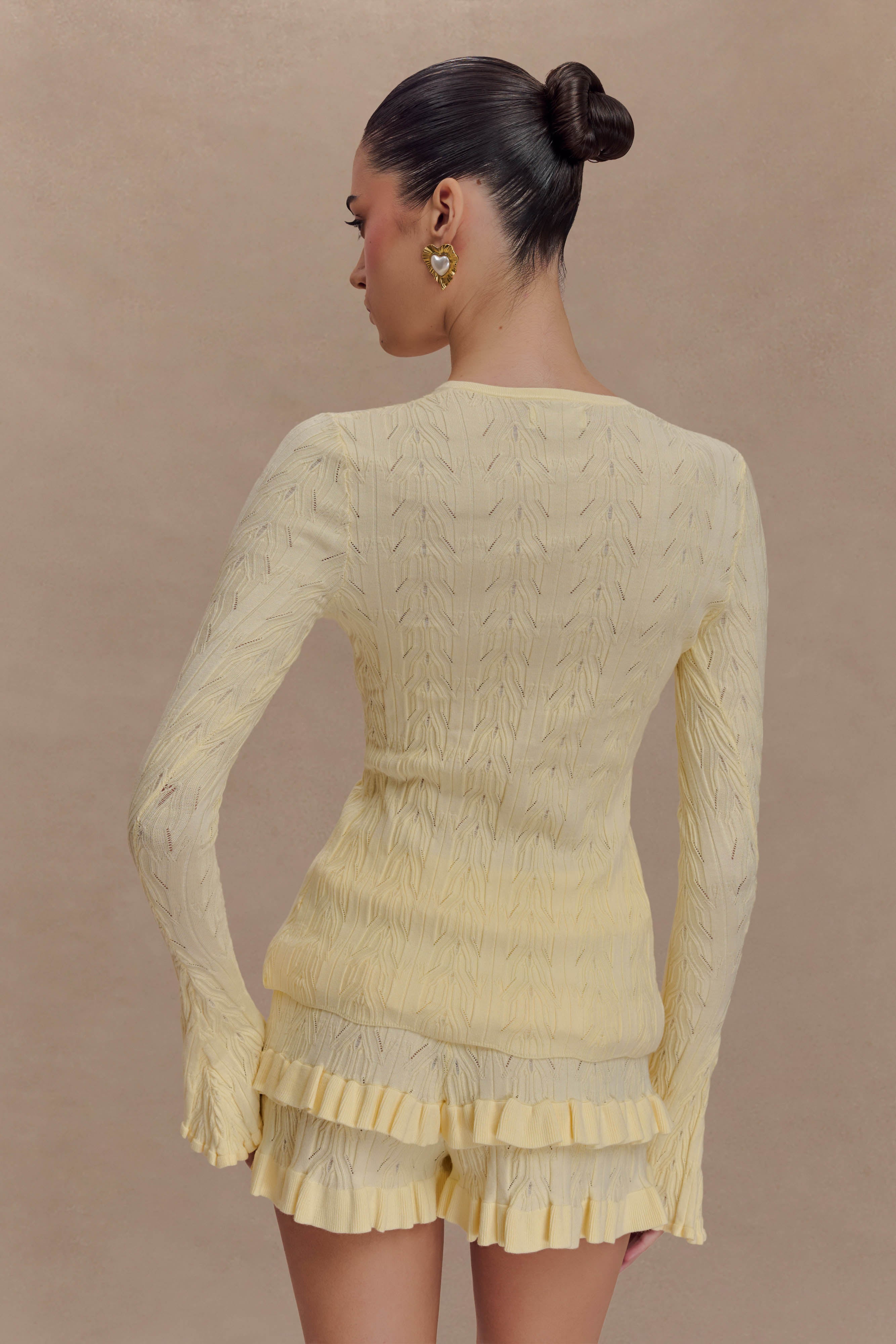 Pointelle Bell Sleeve Cardigan - Vintage-Inspired & Feminine | AMY