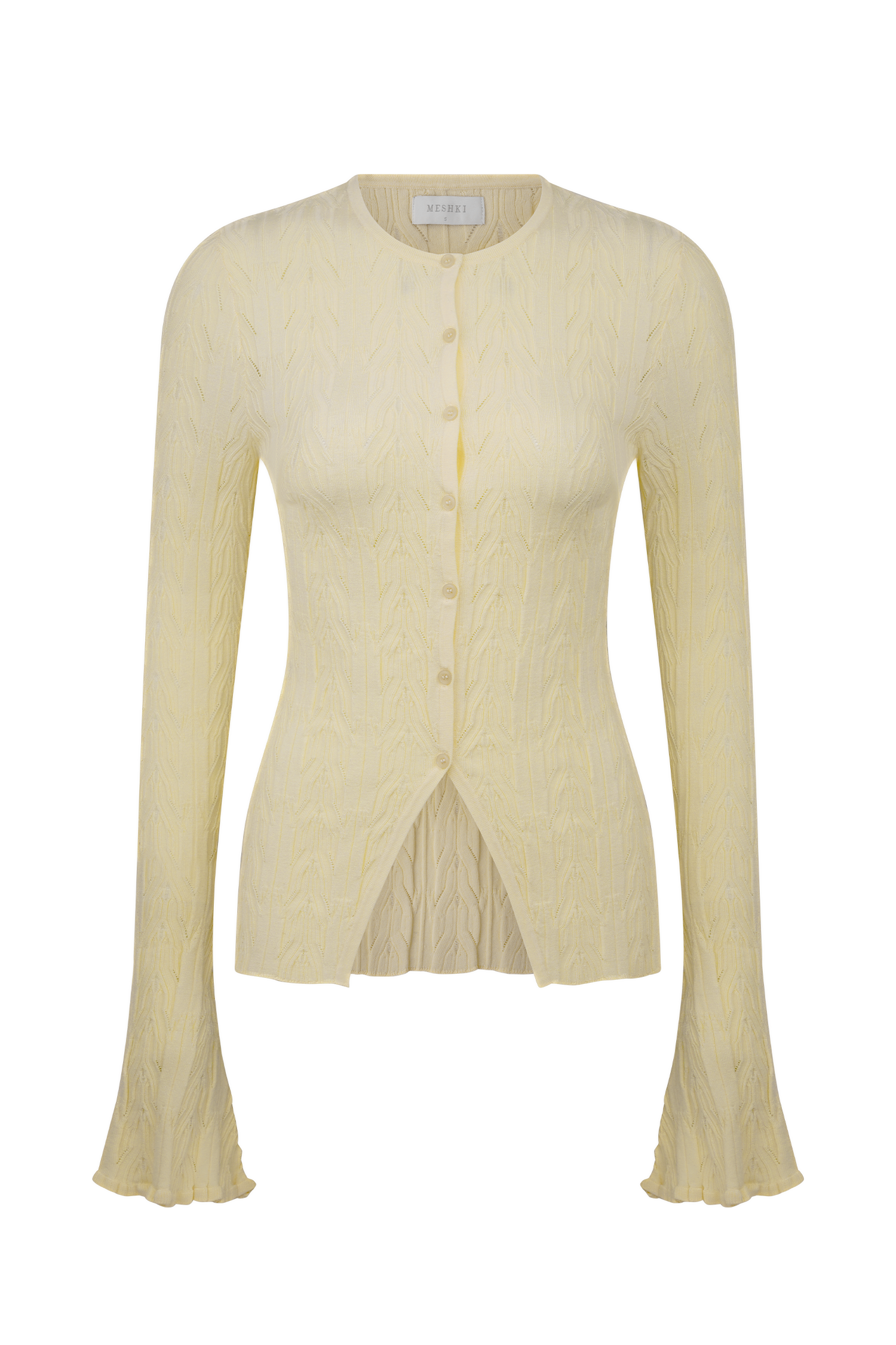 Pointelle Bell Sleeve Cardigan - Vintage-Inspired & Feminine | AMY