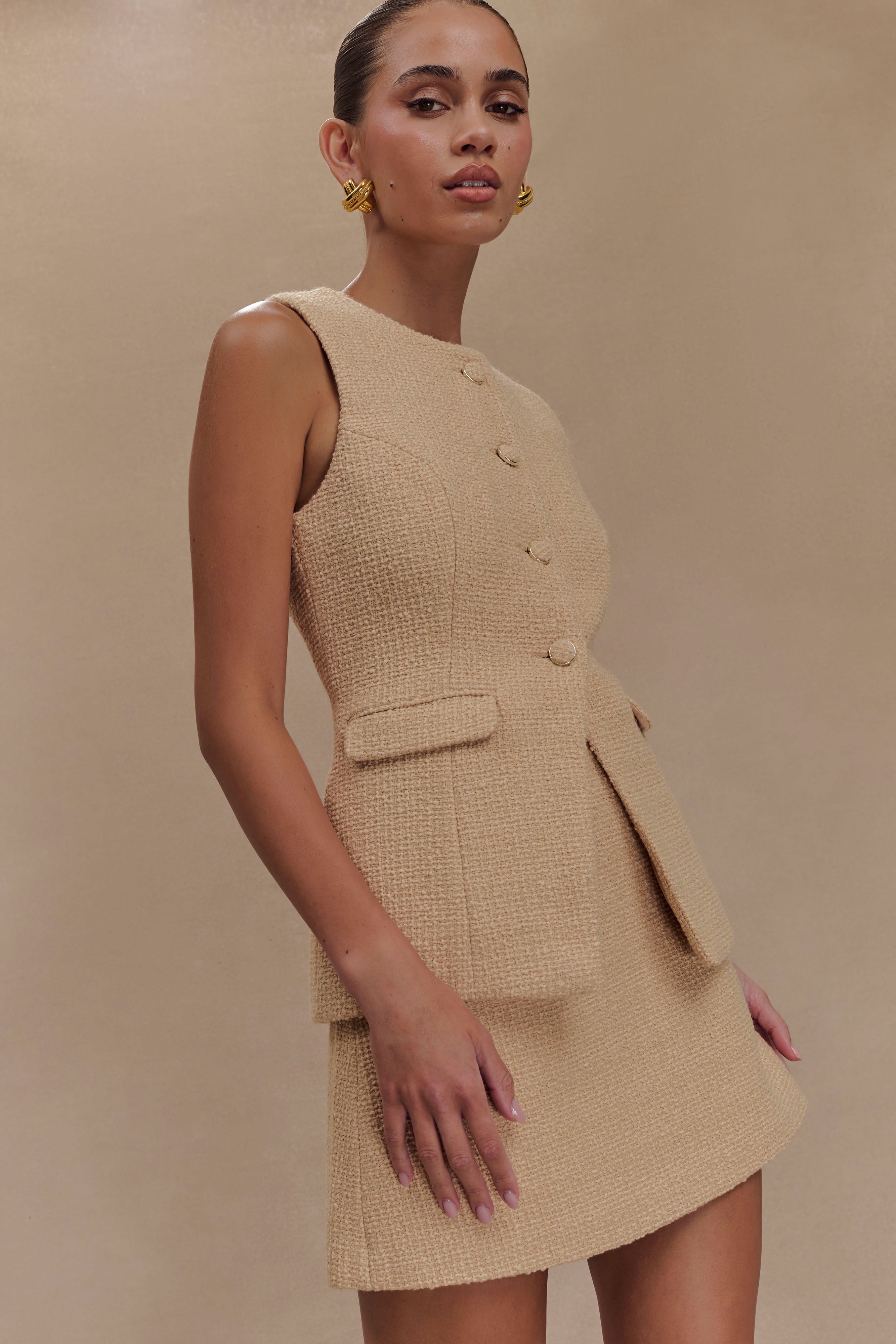 Boucle Mini Skirt | High-Waisted A-Line Style | Camilla