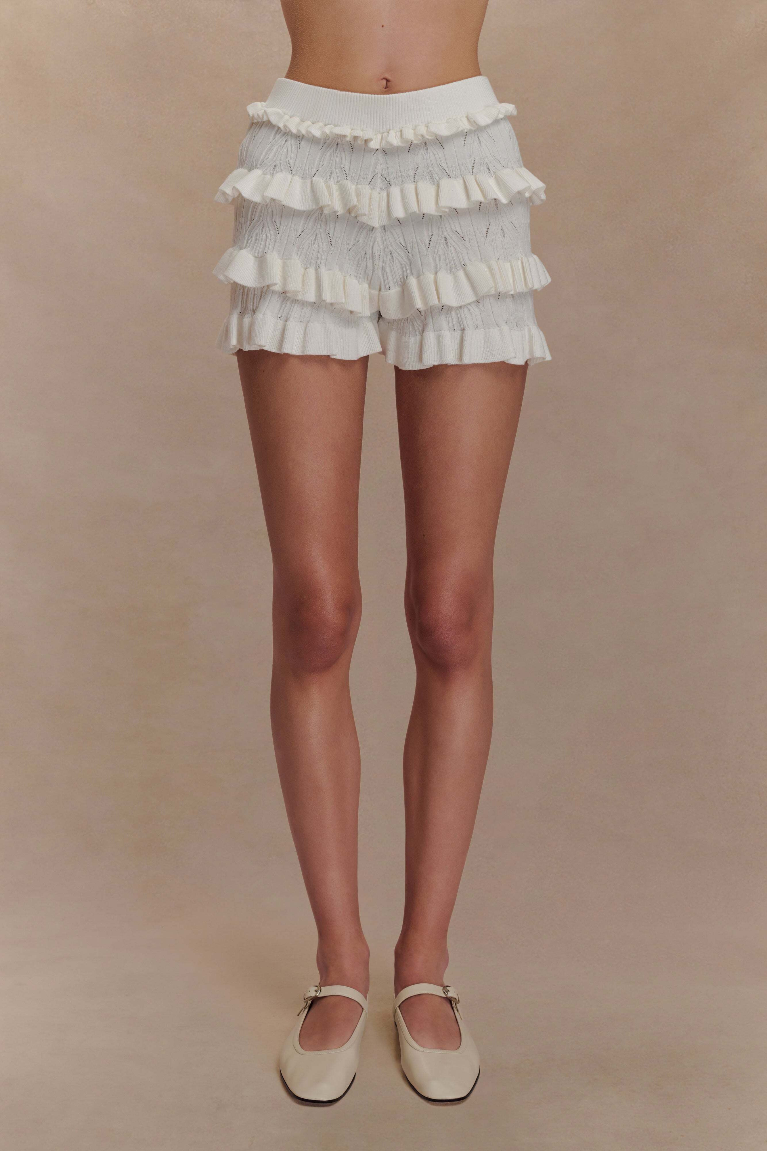 Pointelle Knit Frill Bloomers - High Waisted & Ruffled | Amy Ivory