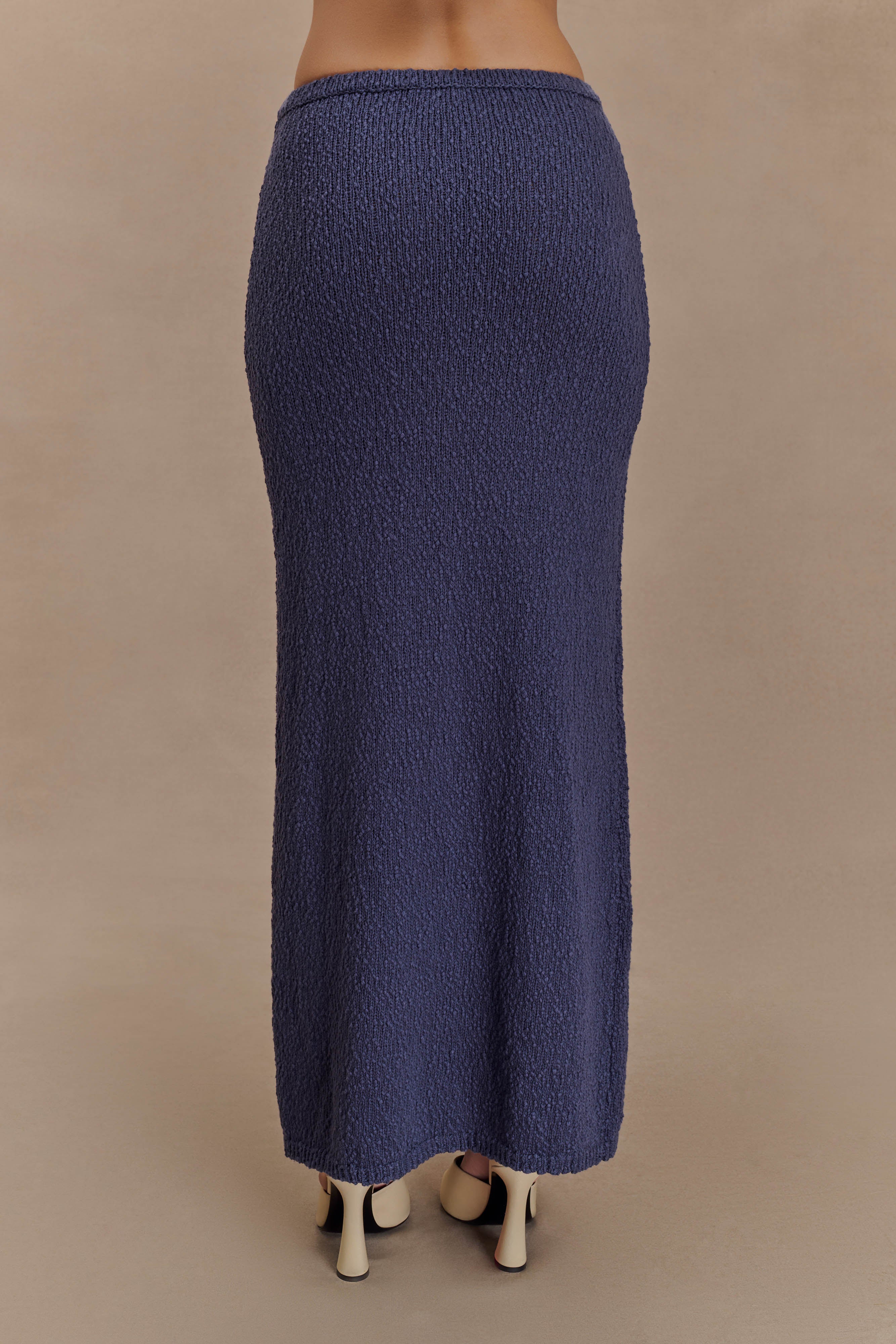 Boucle Maxi Skirt with Elastic Waist & Mid-Rise | Moira