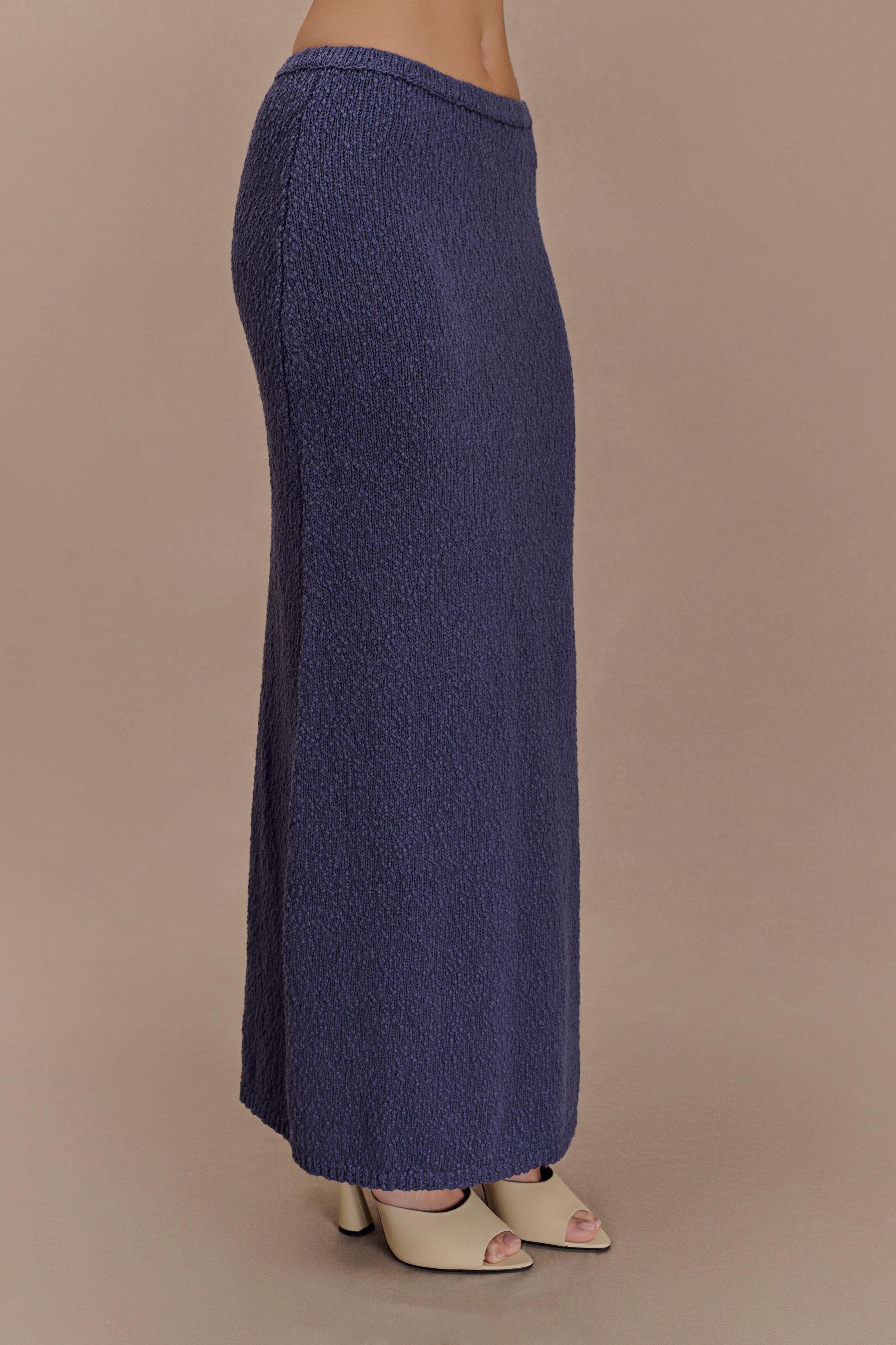 Boucle Maxi Skirt with Elastic Waist & Mid-Rise | Moira