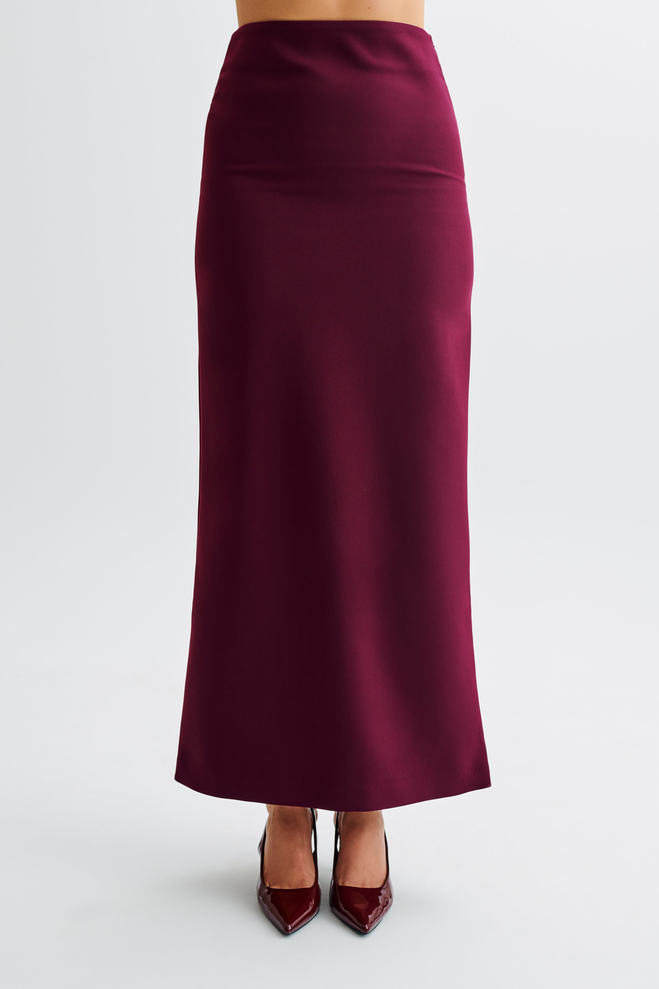 High Waist Suiting Maxi Skirt with Pockets & Vent | Micah Plum