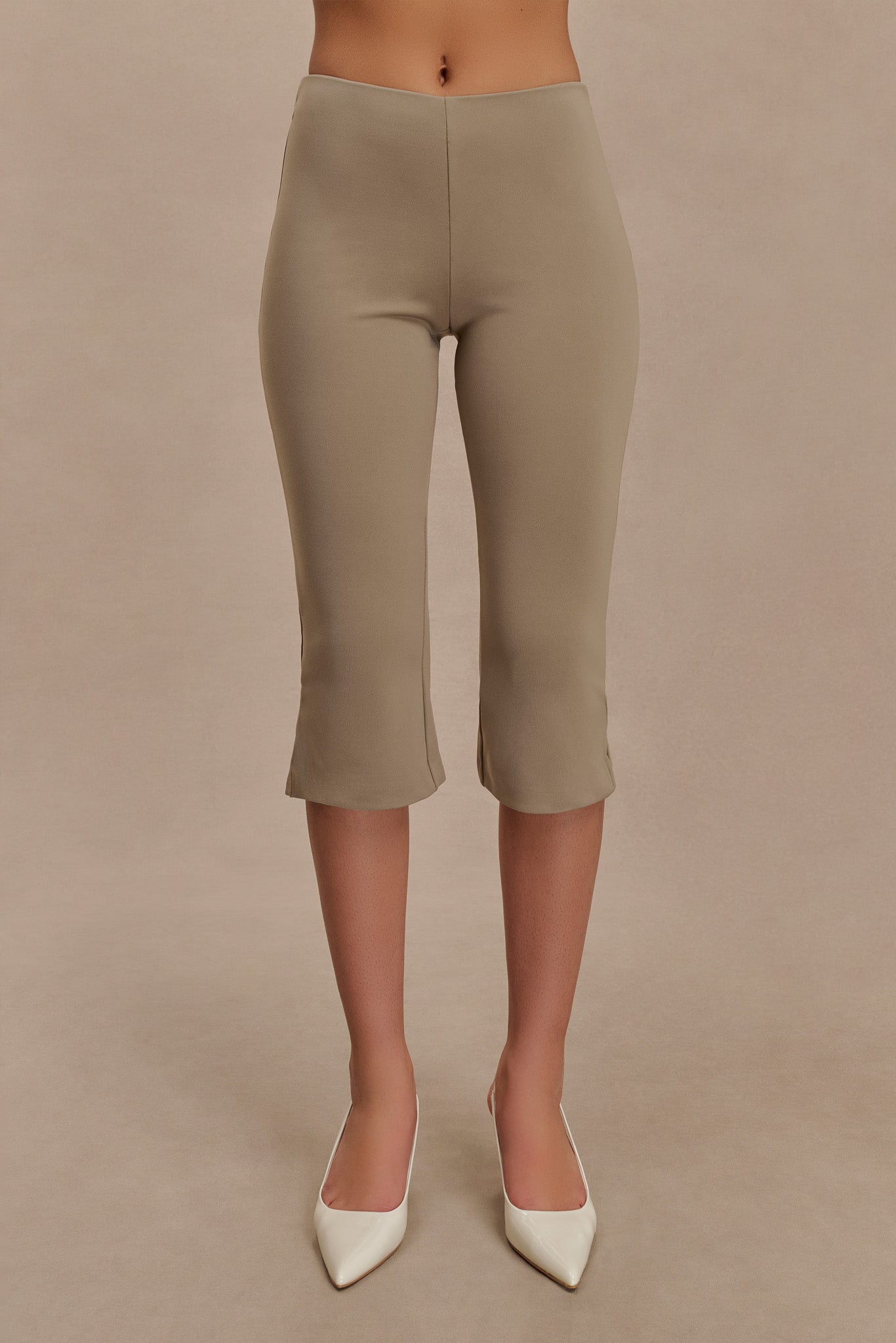 Flared Crepe Capri Pants for Women | Layla High-Waisted & Stretch