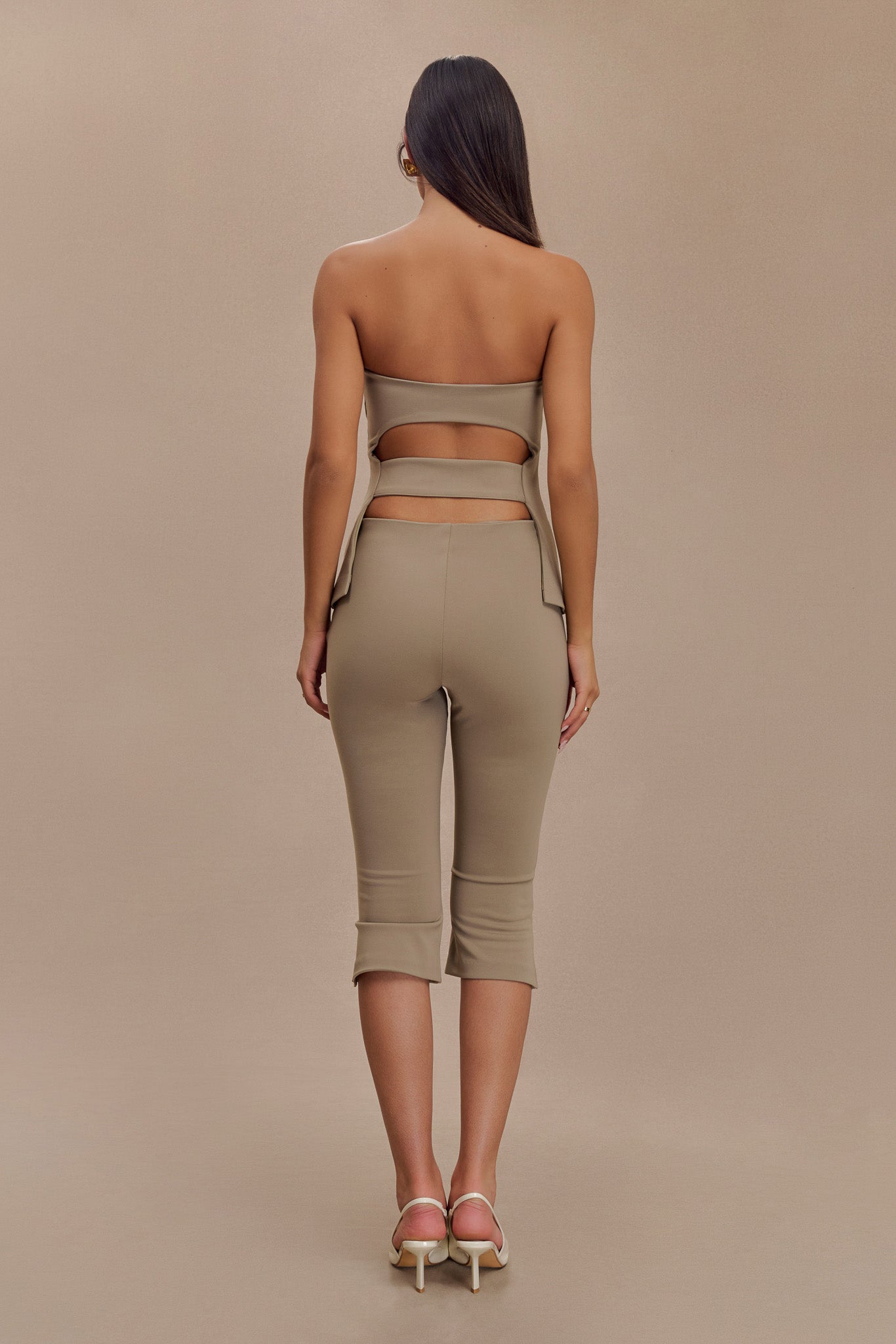 Flared Crepe Capri Pants for Women | Layla High-Waisted & Stretch