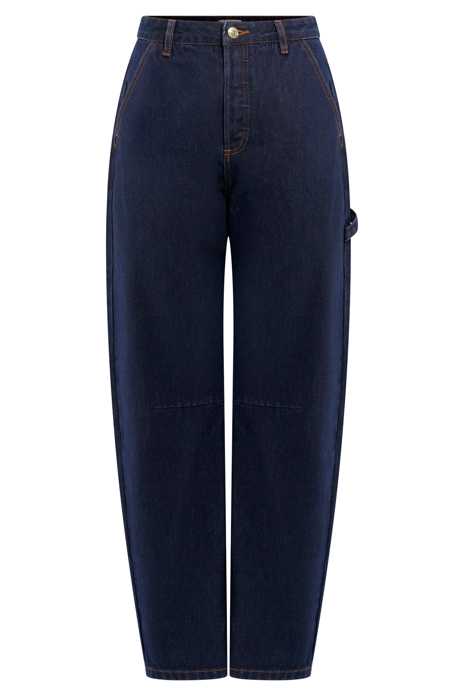 Low-Rise Barrel Jeans with Balloon Legs & Gold Button | Renata Denim