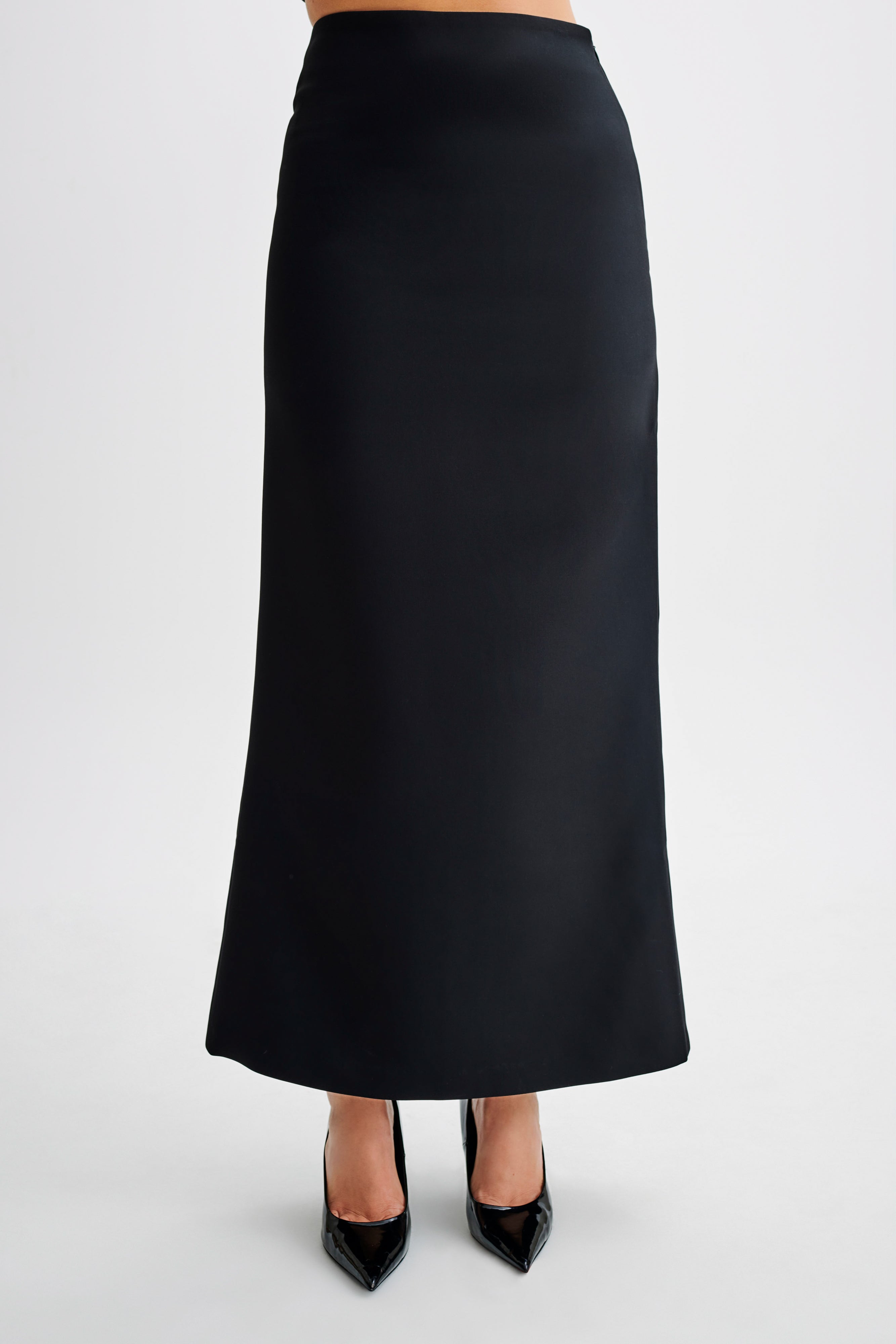 High Waist Suiting Maxi Skirt for Office & Evening | Micah Black