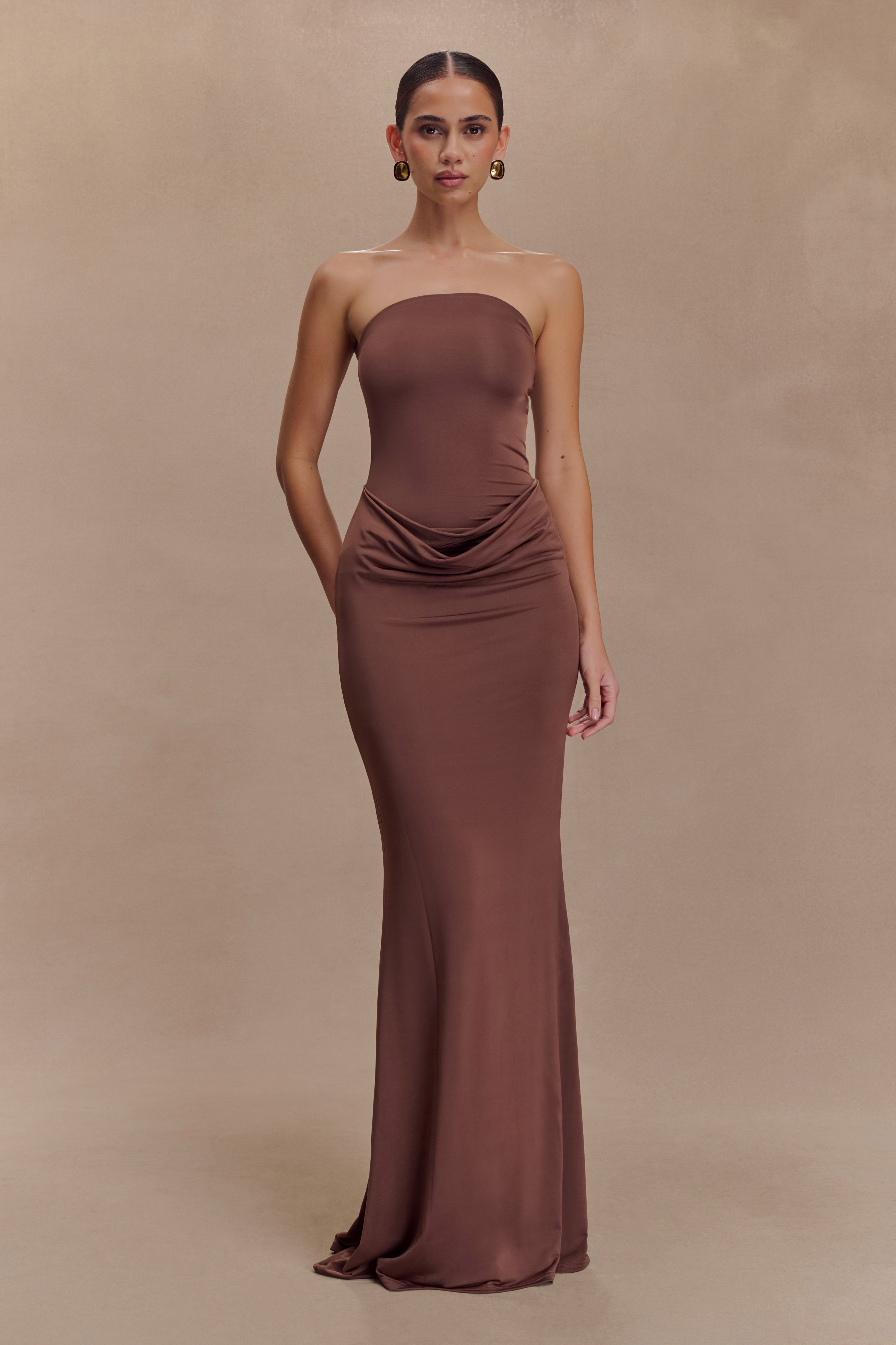 Strapless Maxi Dress with Bodycon Fit & Fishtail Hem | Madison