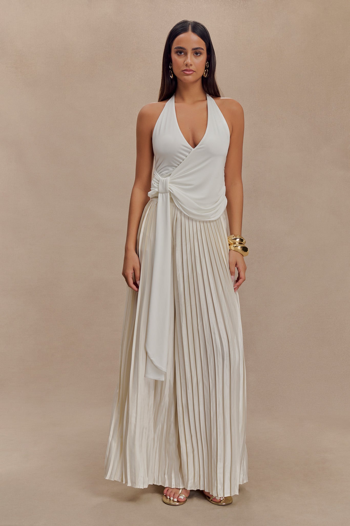 Pleated Wide Leg Pants for Women - High Waisted & Comfortable | Kennedy Ivory