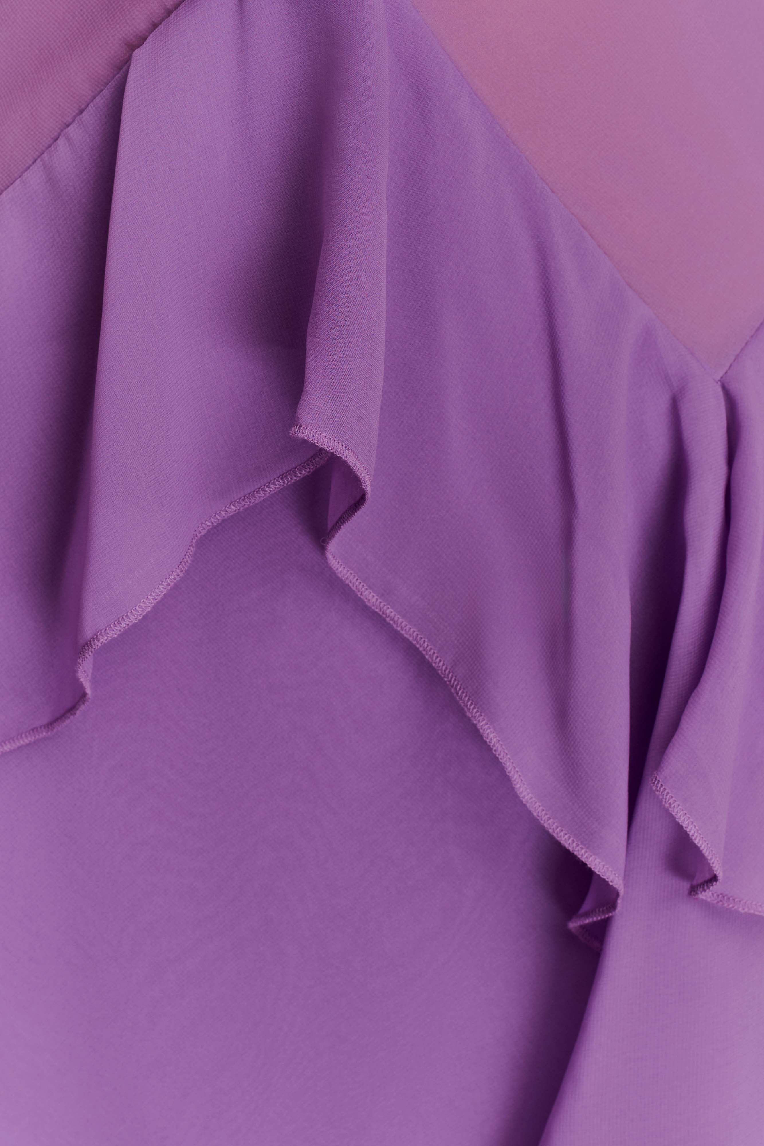 Chiffon Ruffle Midi Dress with Halter Neck | Aleyna Purple