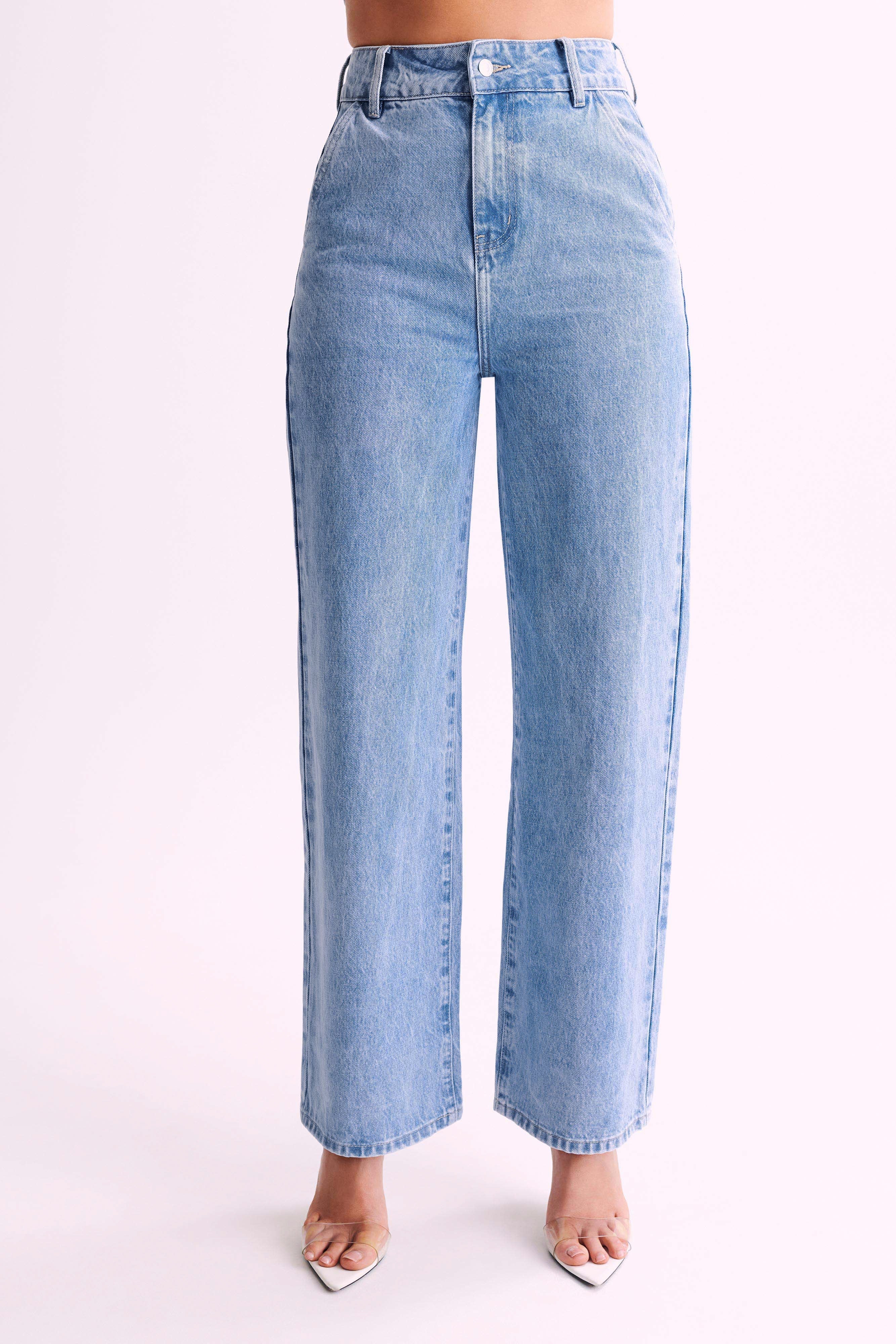 High Waist Wide Leg Jeans for Women | Roxy Mid Blue Denim