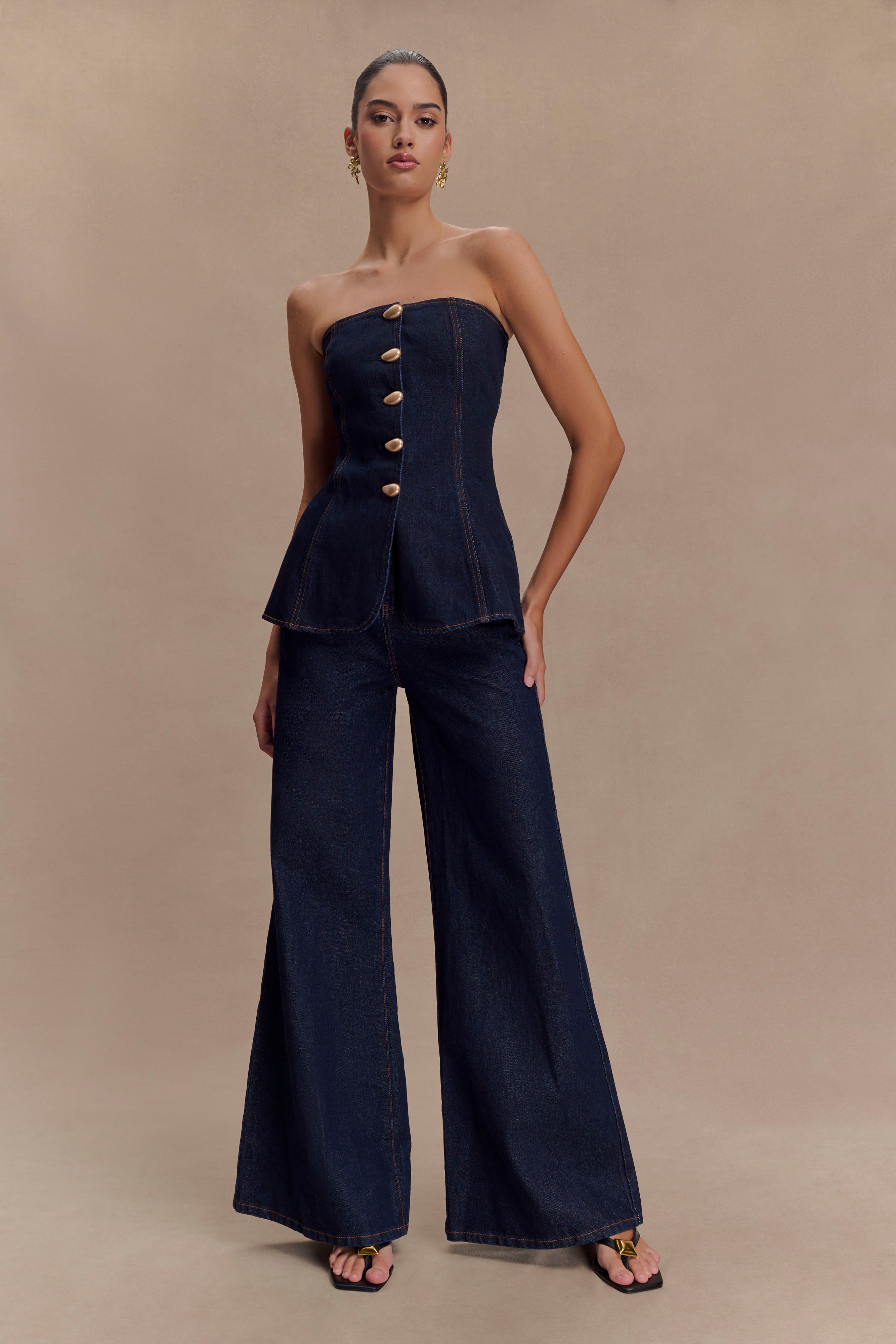 High-Waisted Wide Leg Flare Jeans for Women | Jen Denim Indigo Blue