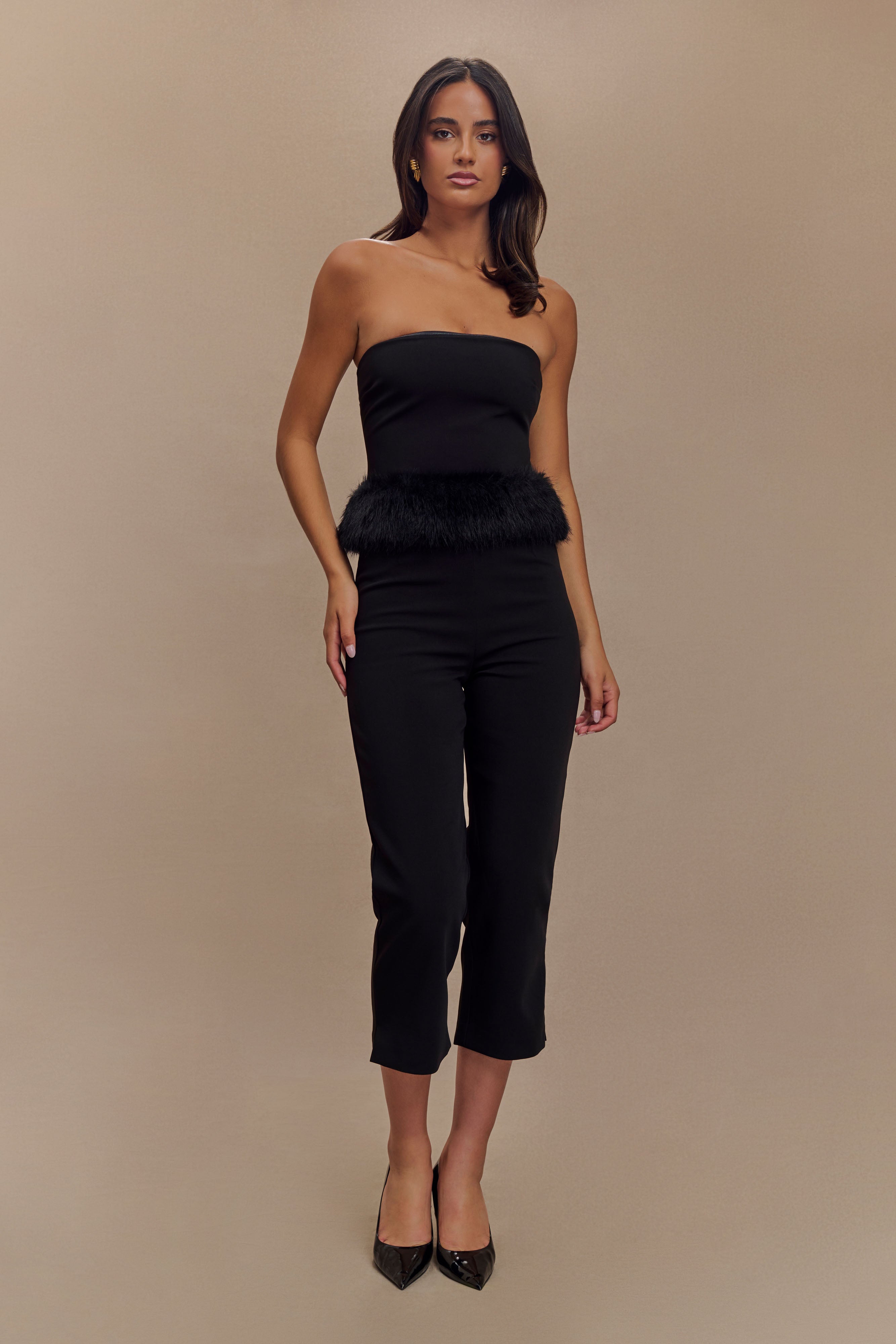 High-Waisted Suiting Capri Pants with Flared Hem | Nola Black