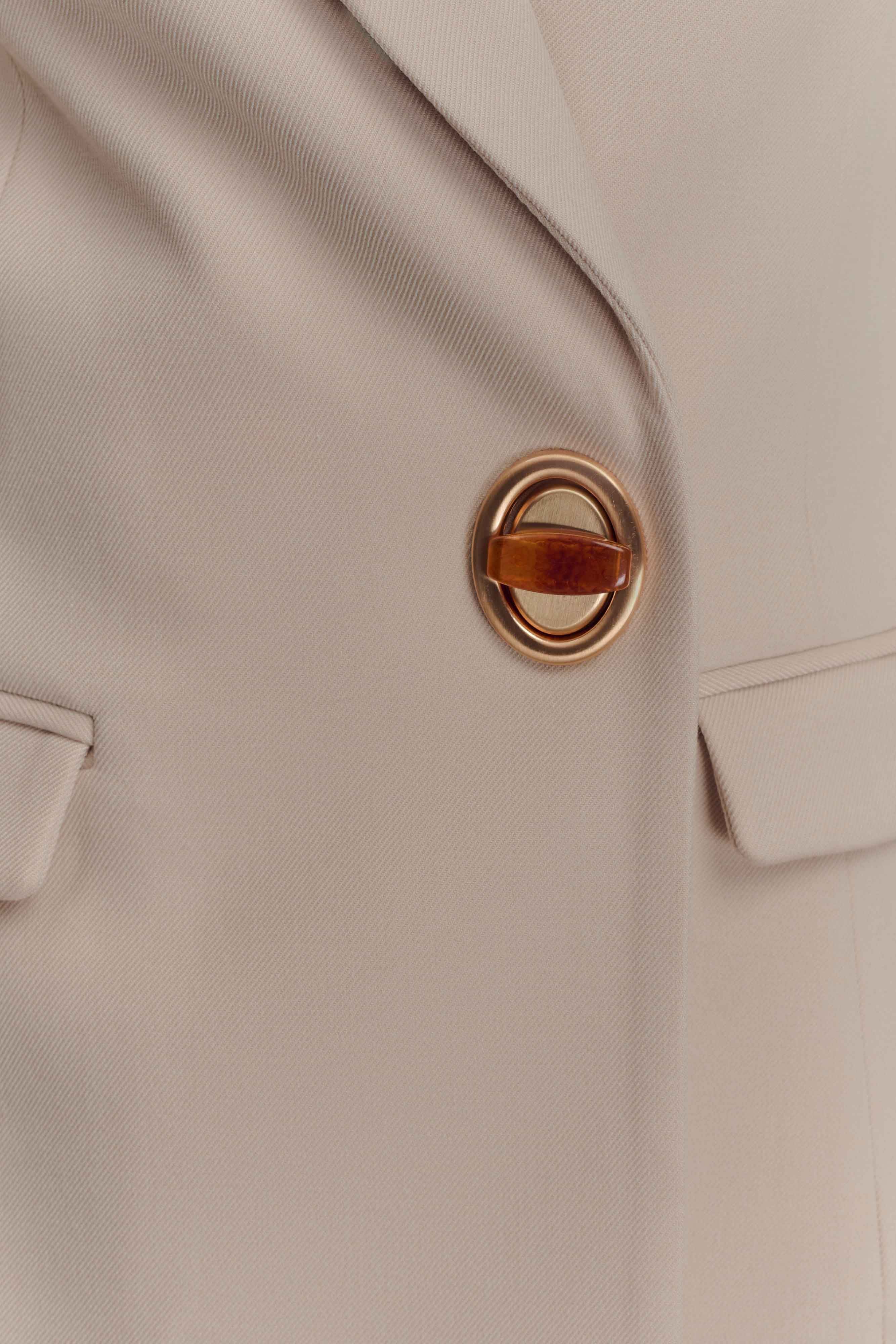Tailored Cinched Waist Blazer with Structured Shoulders | MAX Ivory Stone