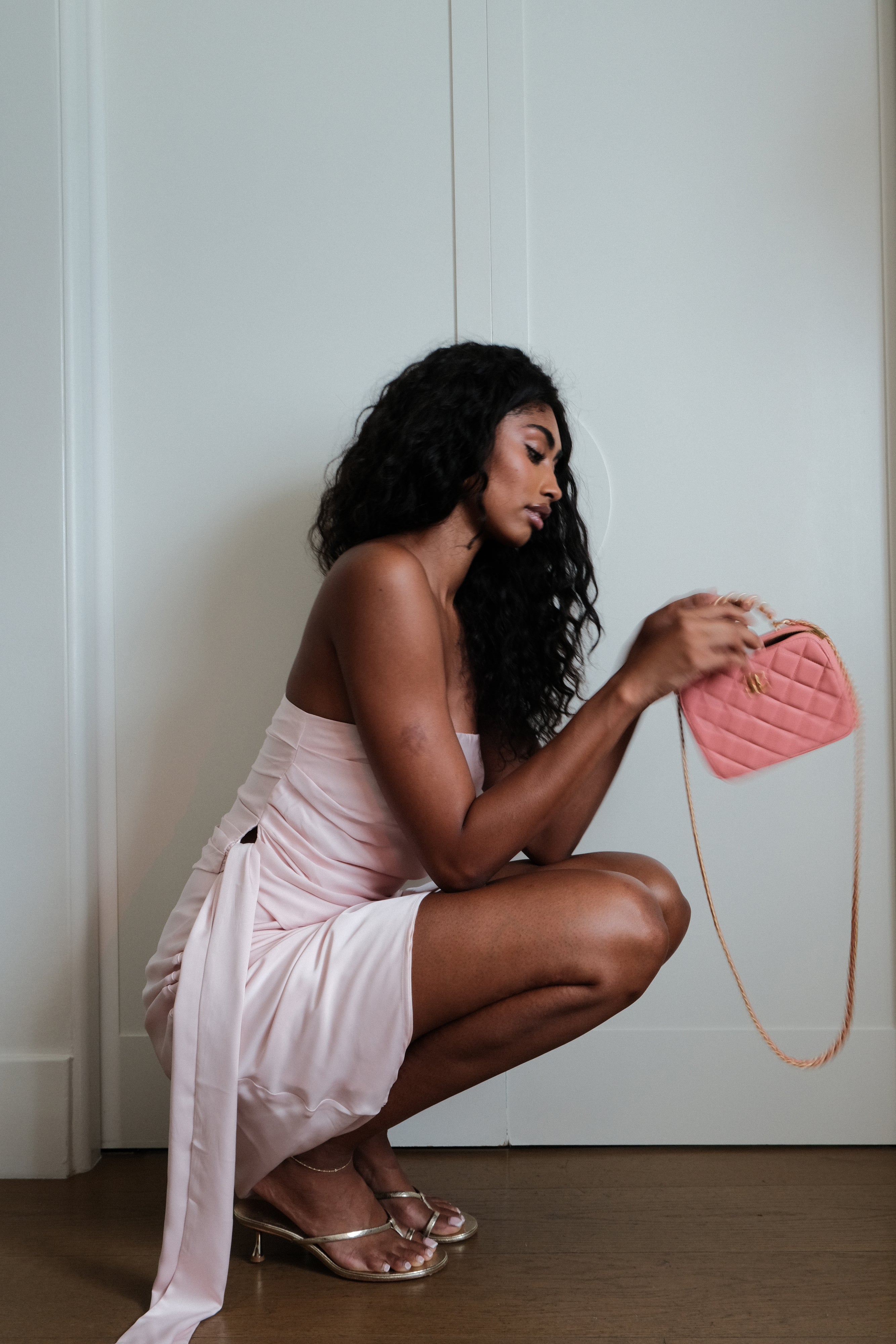Satin Ruched Strapless Top with Asymmetrical Hem | Allegra