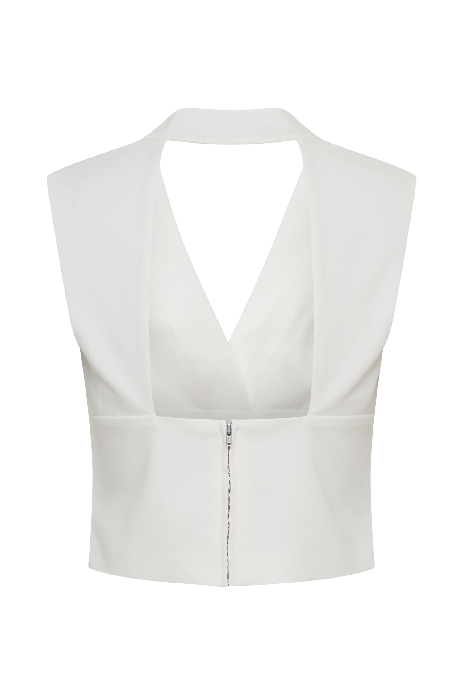 Elegant Sleeveless Cross Over Top with V Neck & Open Back | Jemima