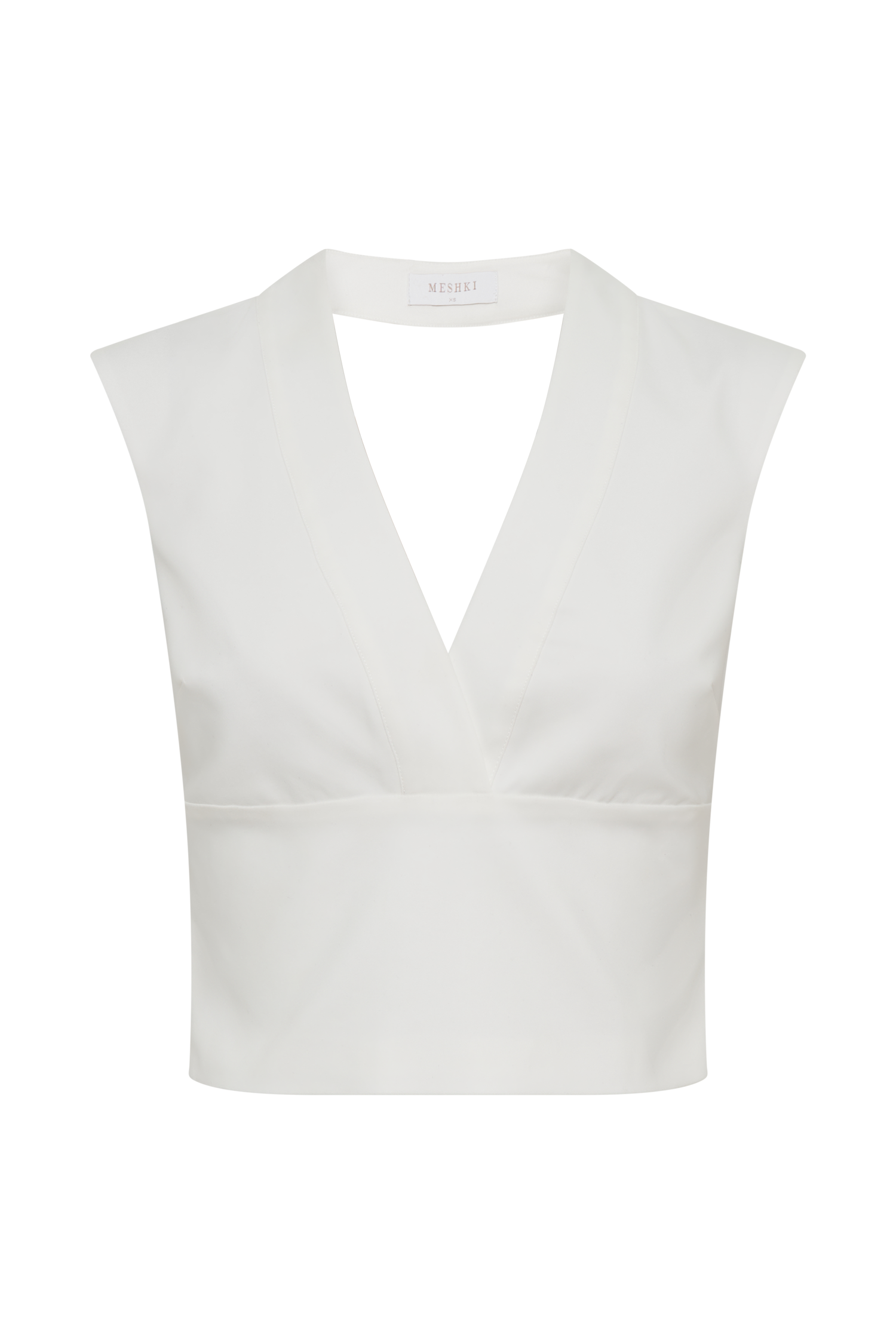 Elegant Sleeveless Cross Over Top with V Neck & Open Back | Jemima