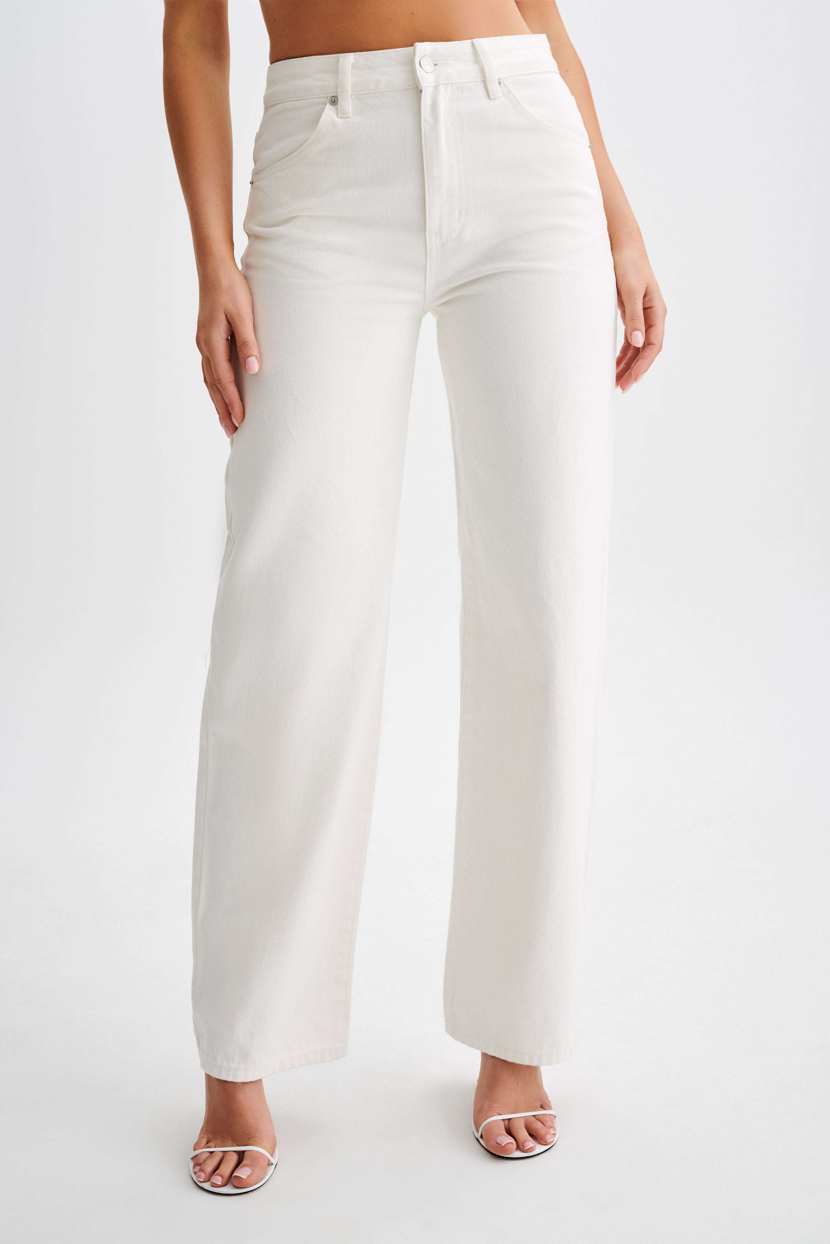 High Waist Wide Leg Denim Jeans for Women | Roxy White