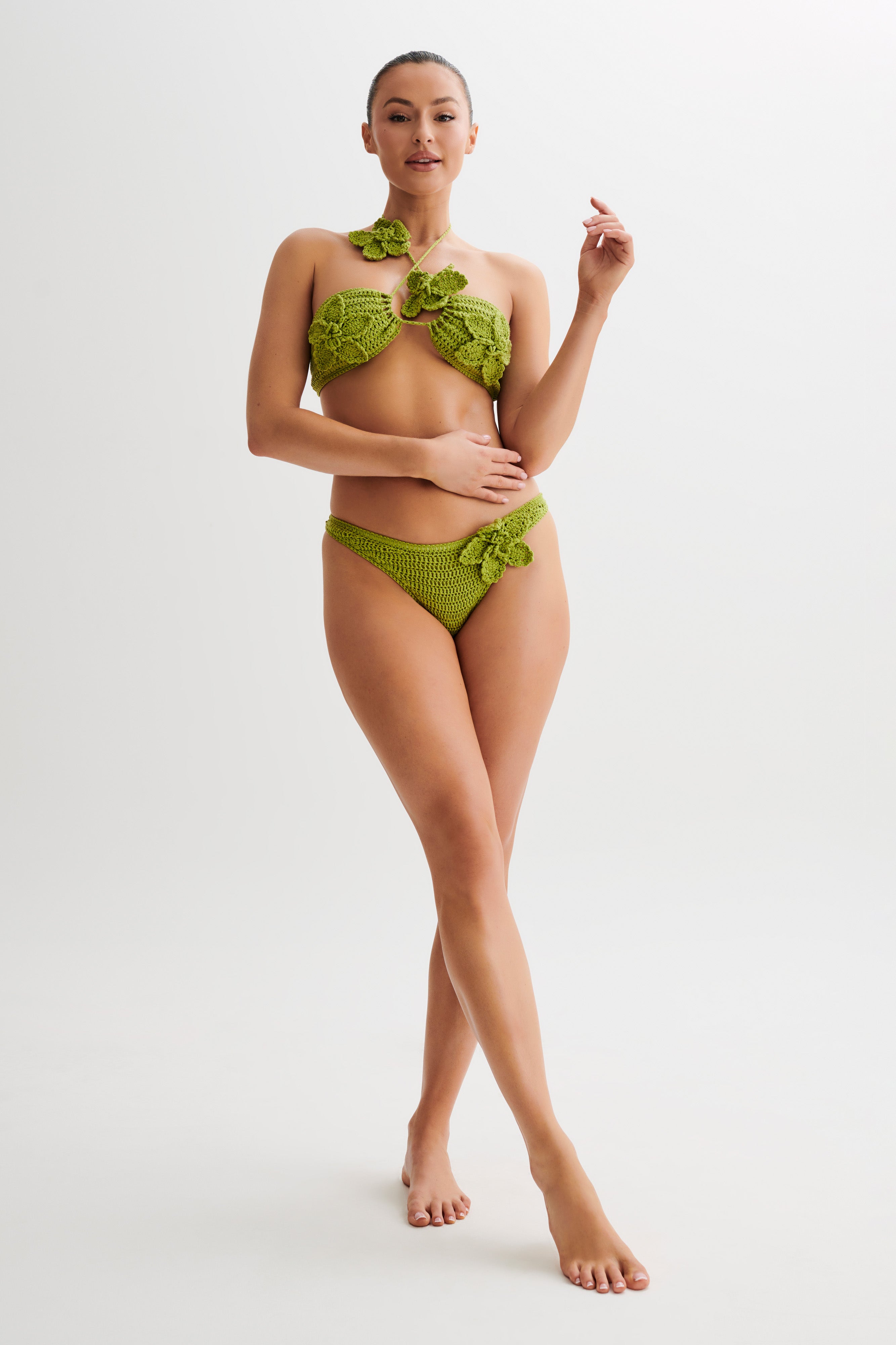 Floral Crochet Bikini Bottom with Tie Sides | Skye Swimwear