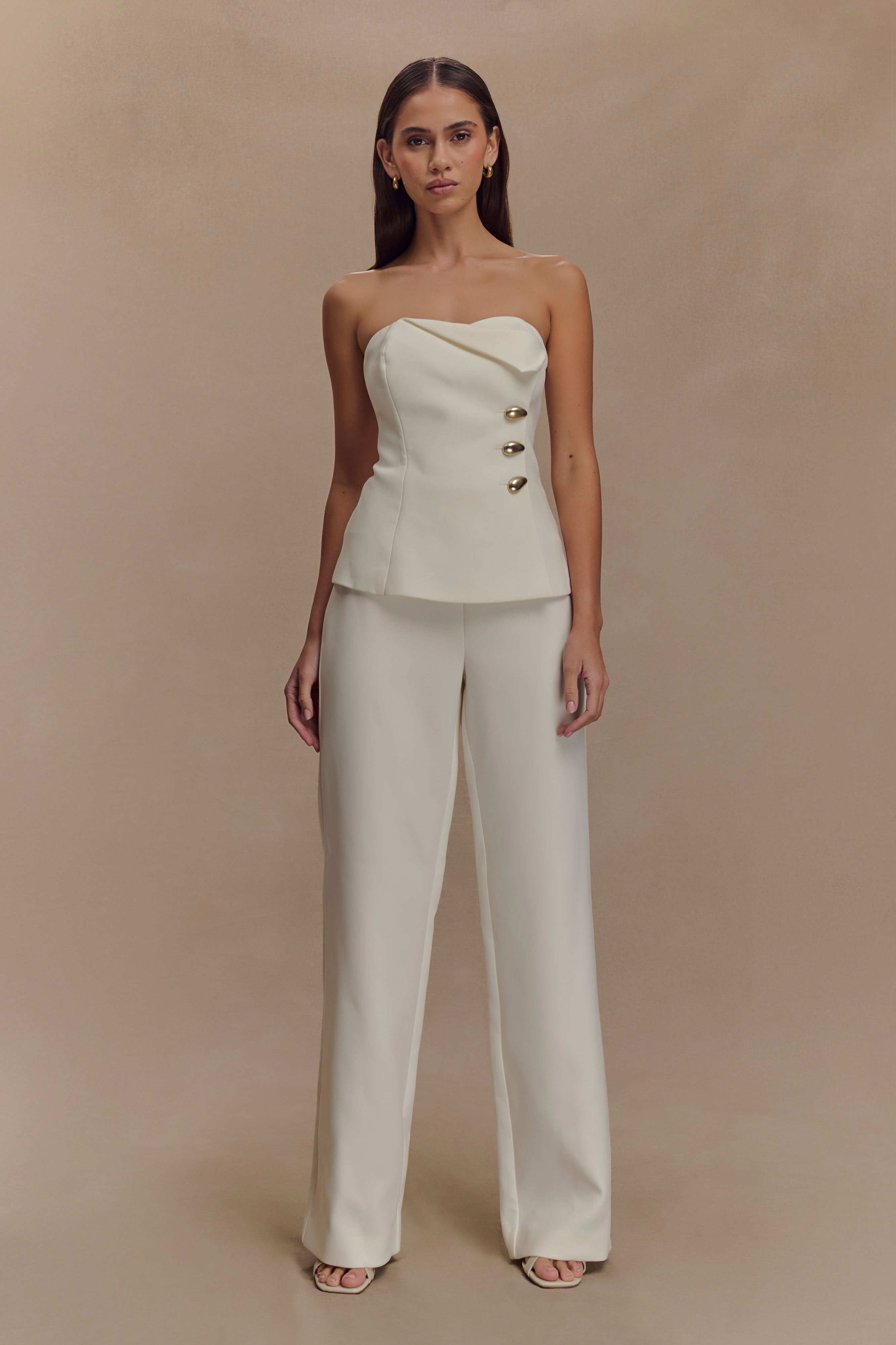 Straight Leg Suiting Pants for Women - Ivory | Lindie