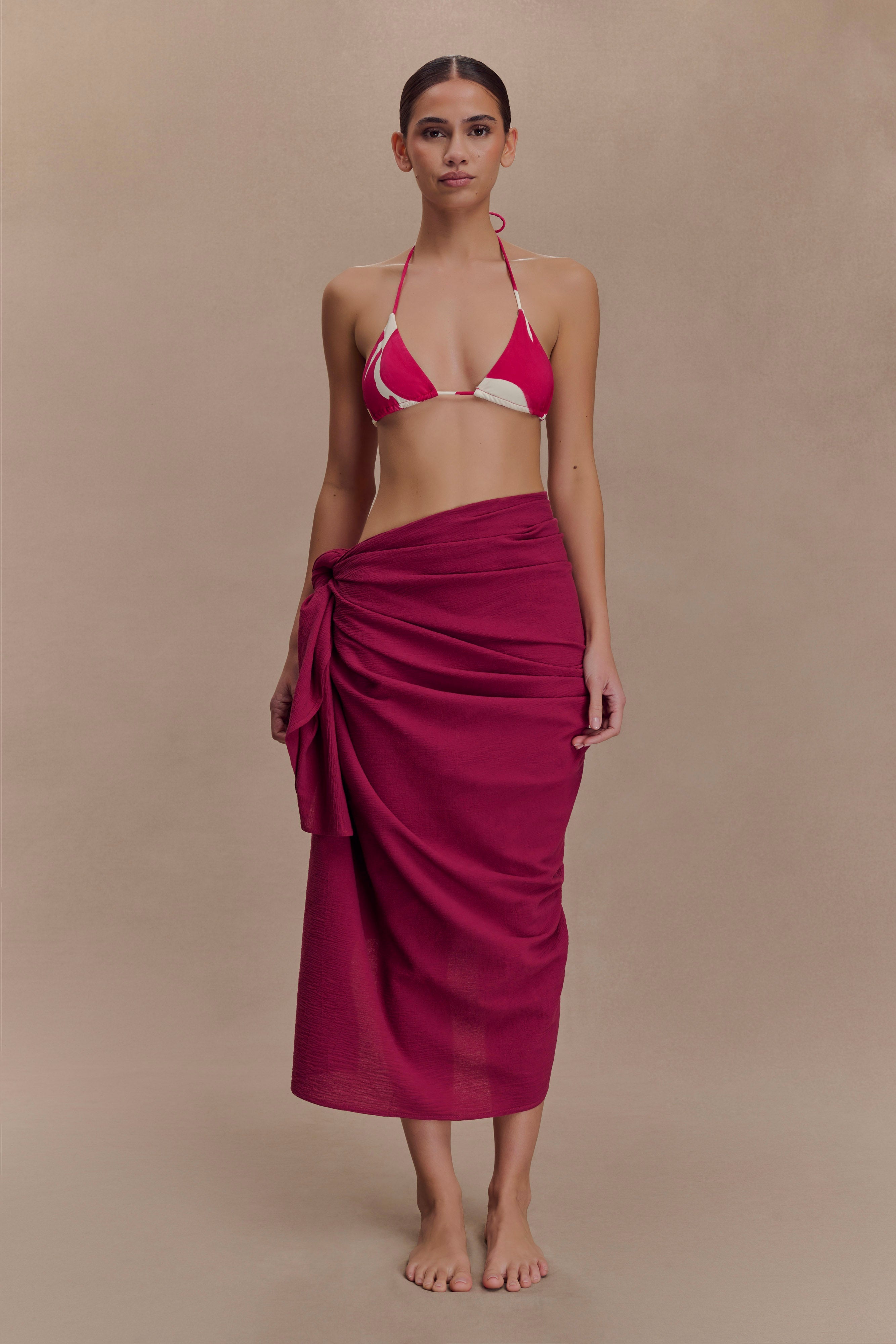 Lightweight Cotton Sarong for Beach & Travel | Evie Wine Wrap