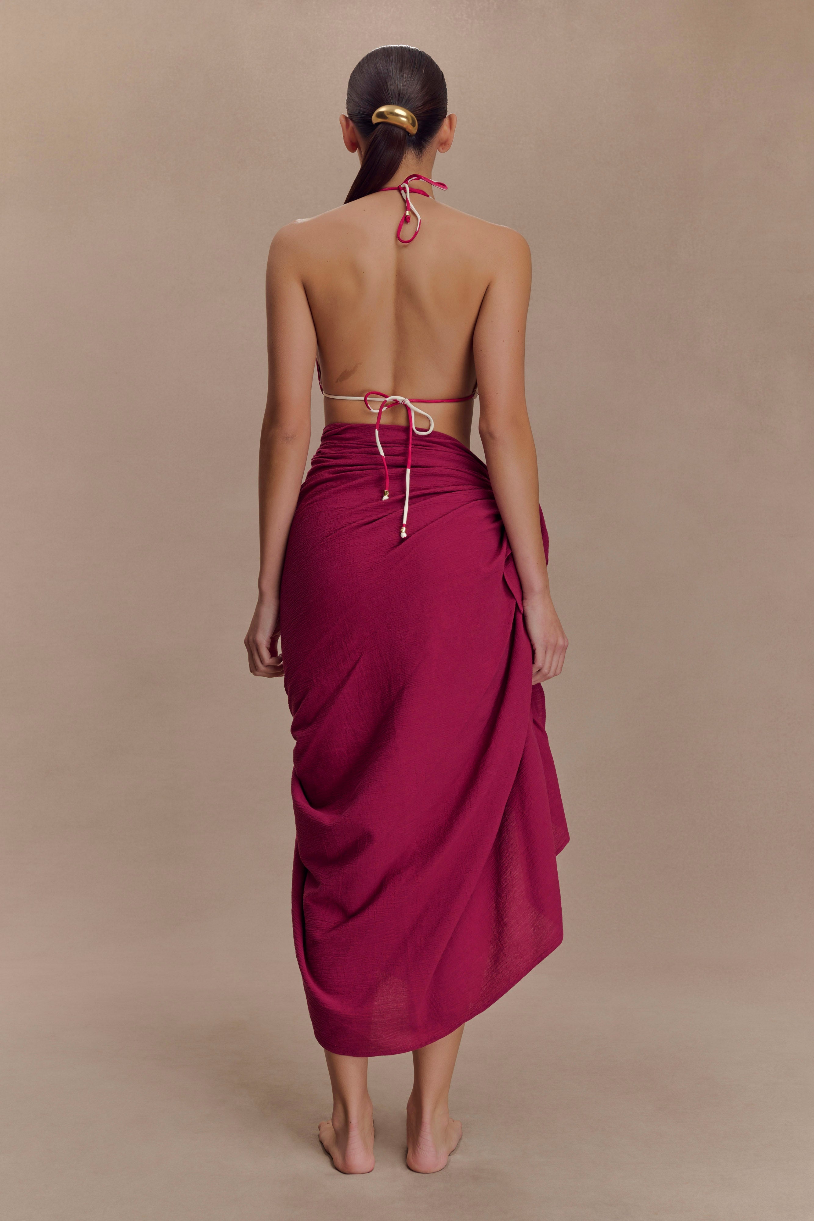 Lightweight Cotton Sarong for Beach & Travel | Evie Wine Wrap
