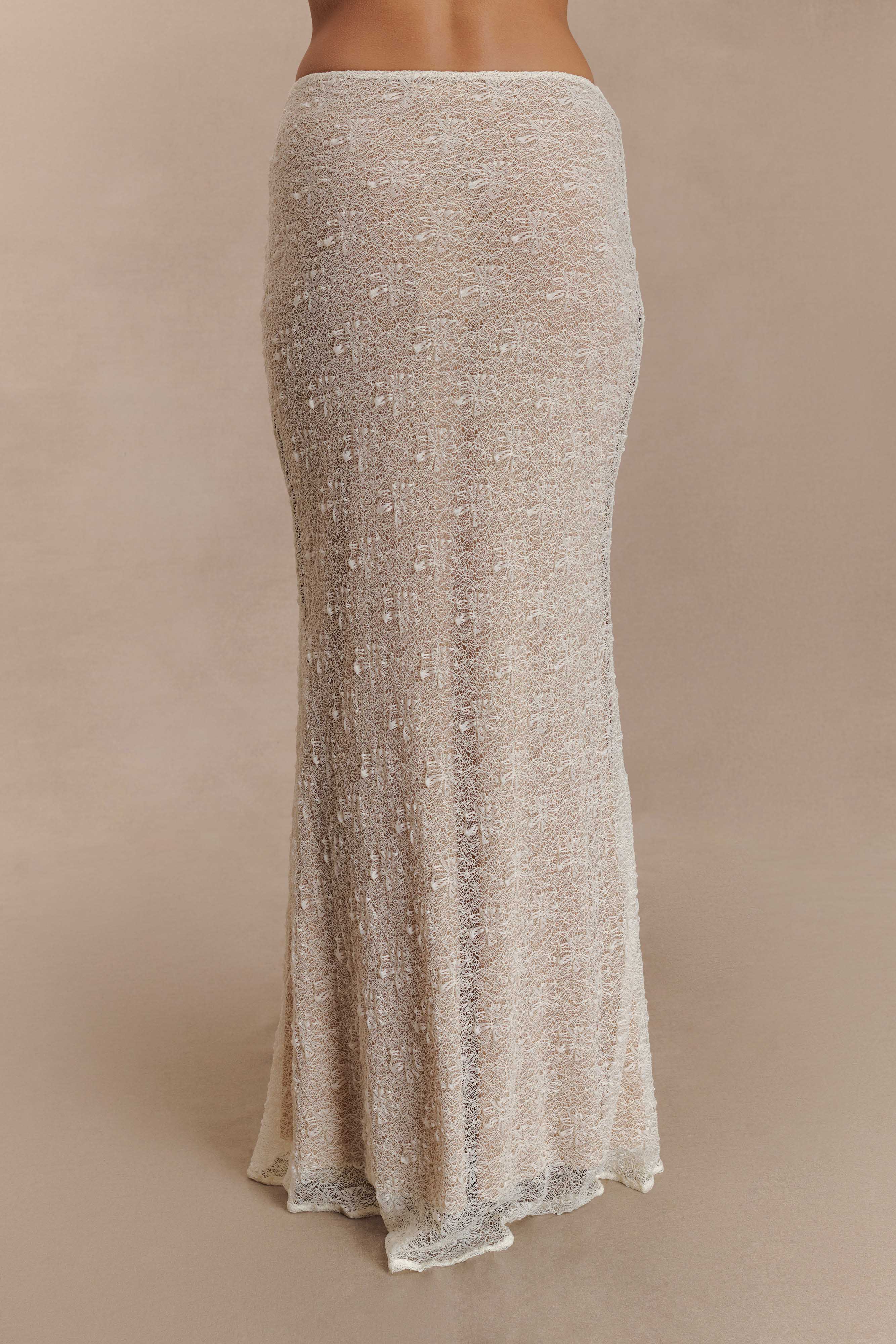 Sheer Lace Maxi Skirt with Fishtail Hem & Mesh Lining | Robyn Ivory