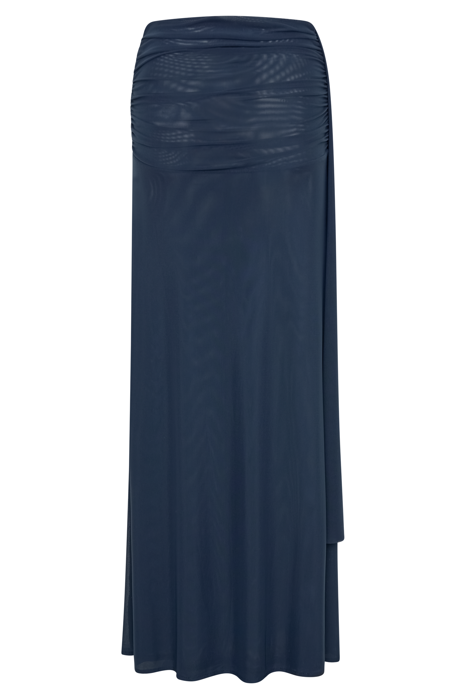Mesh Maxi Skirt with Side Zip & Lining | Arna - Midnight Blue