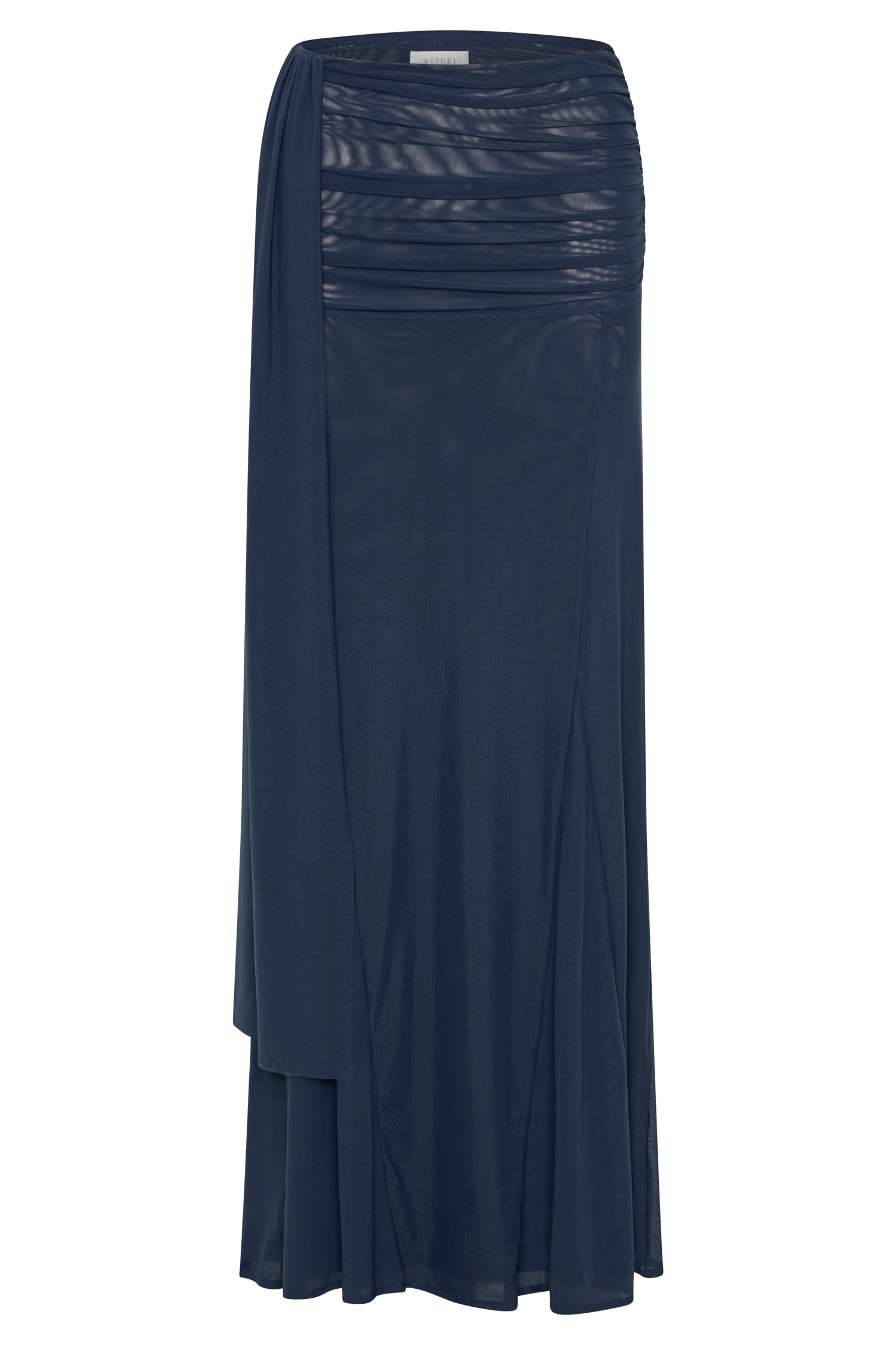 Mesh Maxi Skirt with Side Zip & Lining | Arna - Midnight Blue