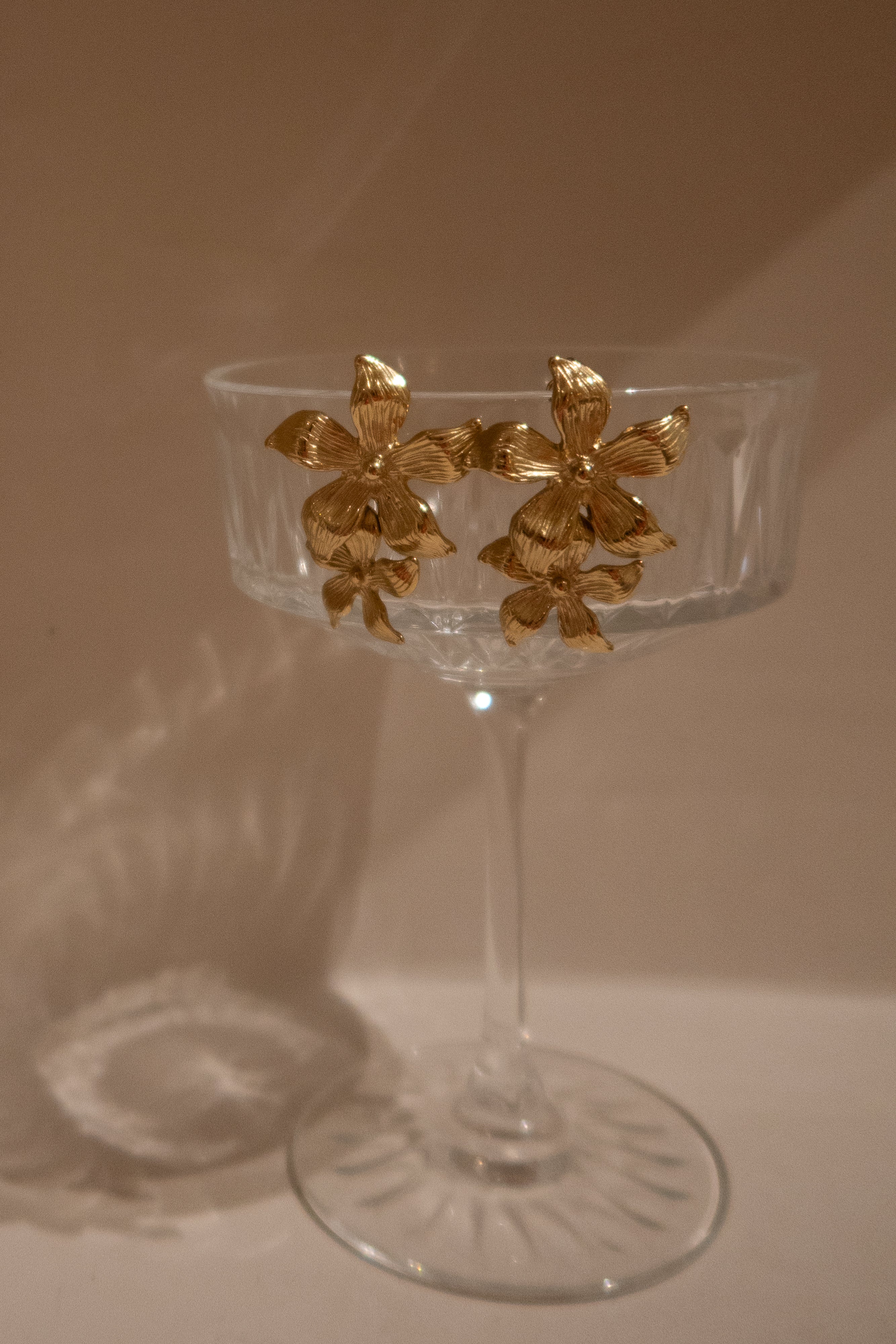 Gold Drop Flower Earrings with Butterfly Backing | Infatuated