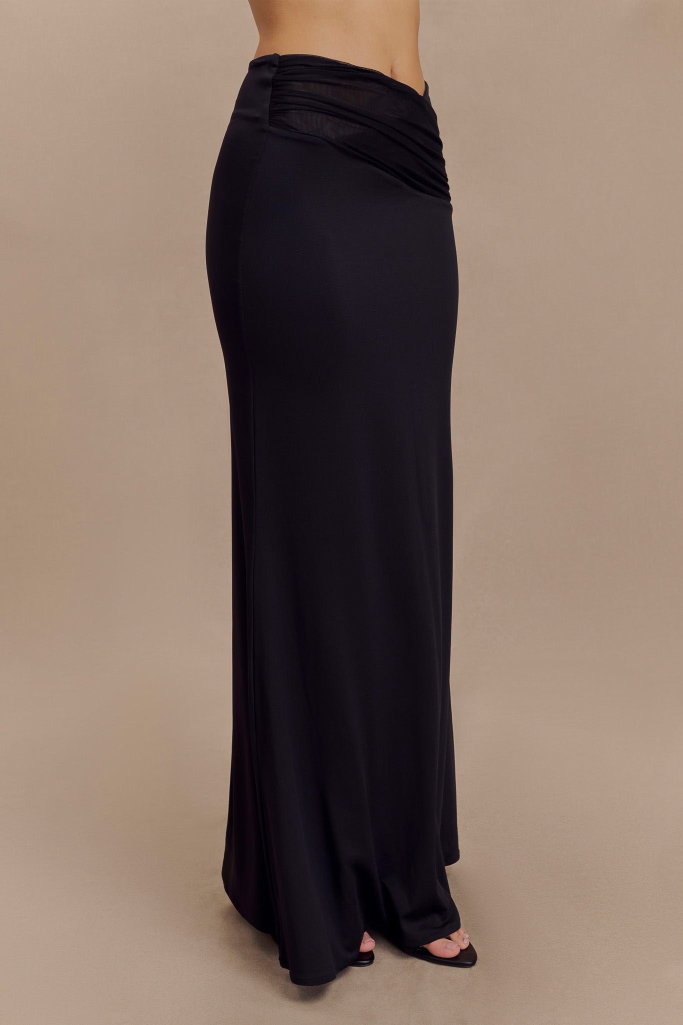 Recycled Nylon Mesh Maxi Skirt - Black | Jules